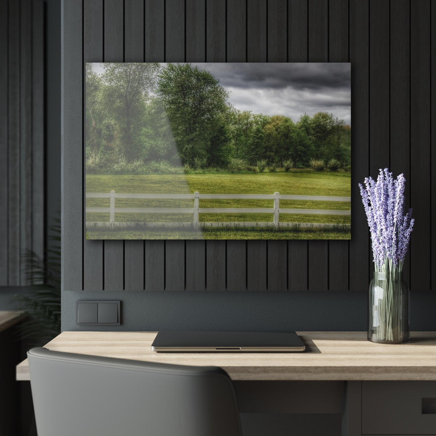 U R There Photography Beyond the White Fence Rustic Farmhouse Acrylic Wall Print