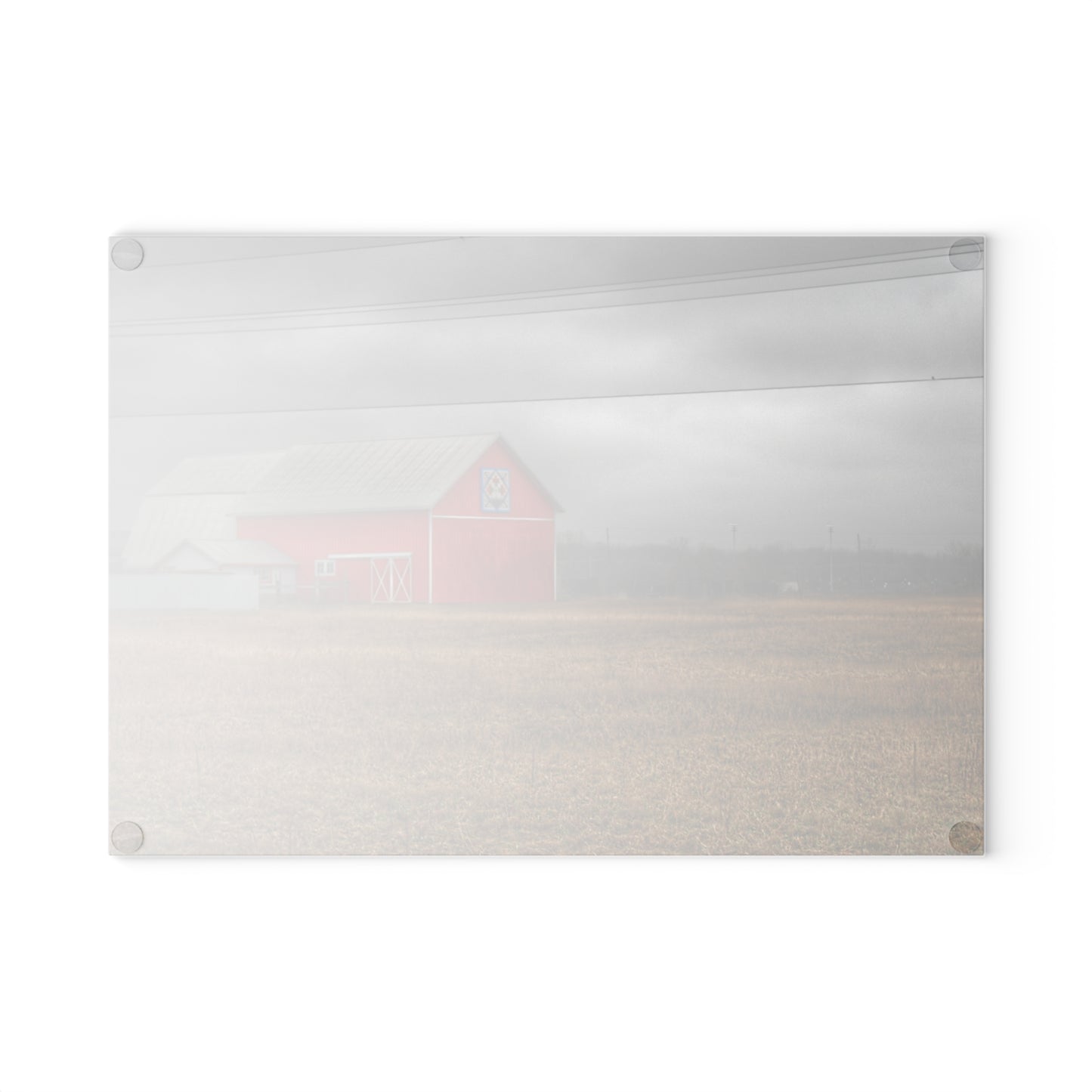 U R There Photography Barnes Road Quilted Red Rustic Farmhouse Tempered-Glass Cutting Board