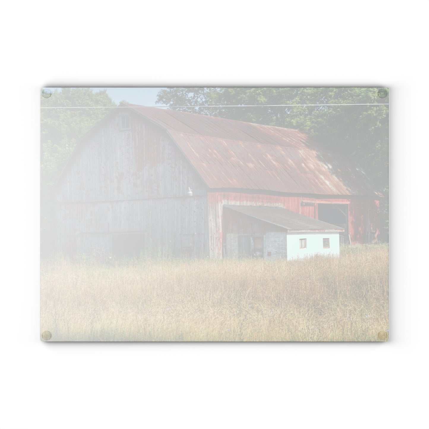 U R There Photography Scott Road Red Rustic Farmhouse Tempered-Glass Cutting Board