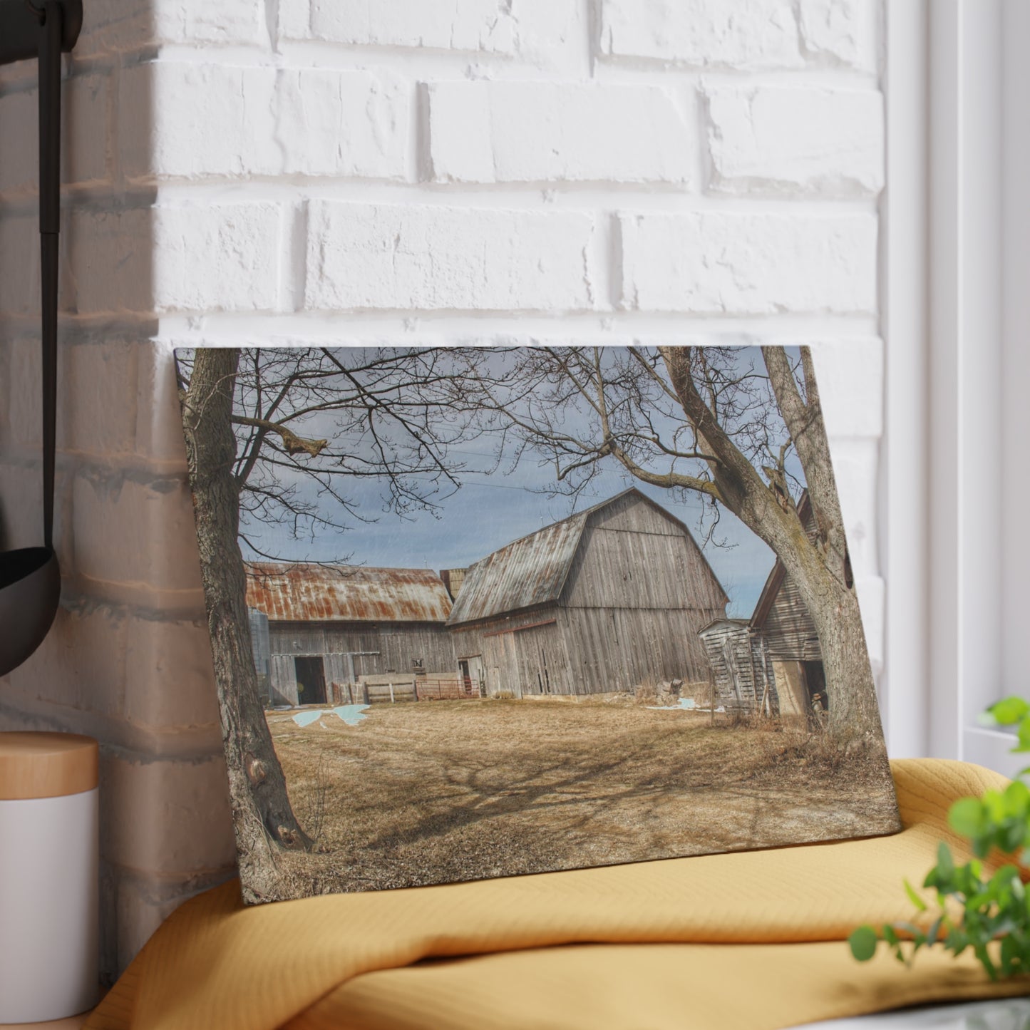U R There Photography Church Road Greys Rustic Farmhouse Tempered-Glass Cutting Board