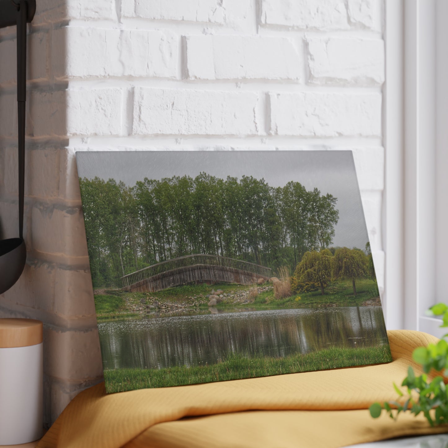 U R There Photography Bridge of Summer Road I Rustic Farmhouse Tempered-Glass Cutting Board