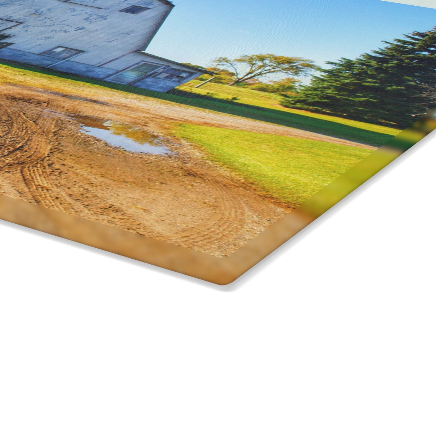 U R There Photography Yale Fremont Road Grey Rustic Farmhouse Tempered-Glass Cutting Board
