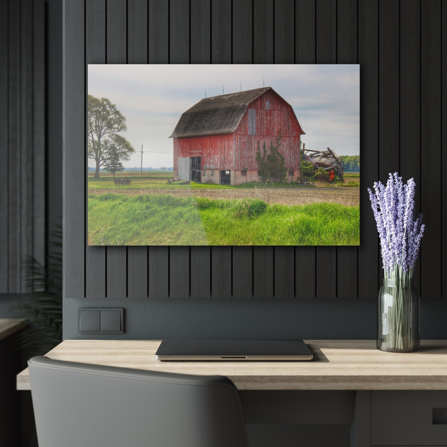 U R There Photography Unionville Elmwood Road Red II Rustic Farmhouse Acrylic Wall Print