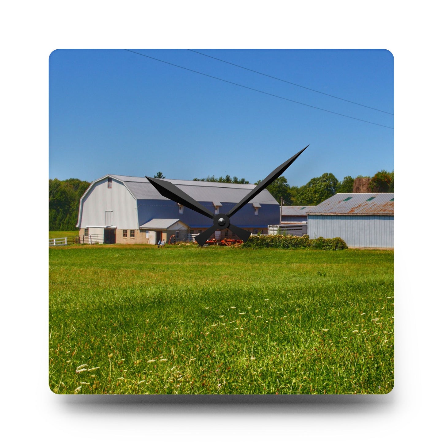 U R There Photography McPherson Greys Rustic Farmhouse Acrylic Analog Wall Clock