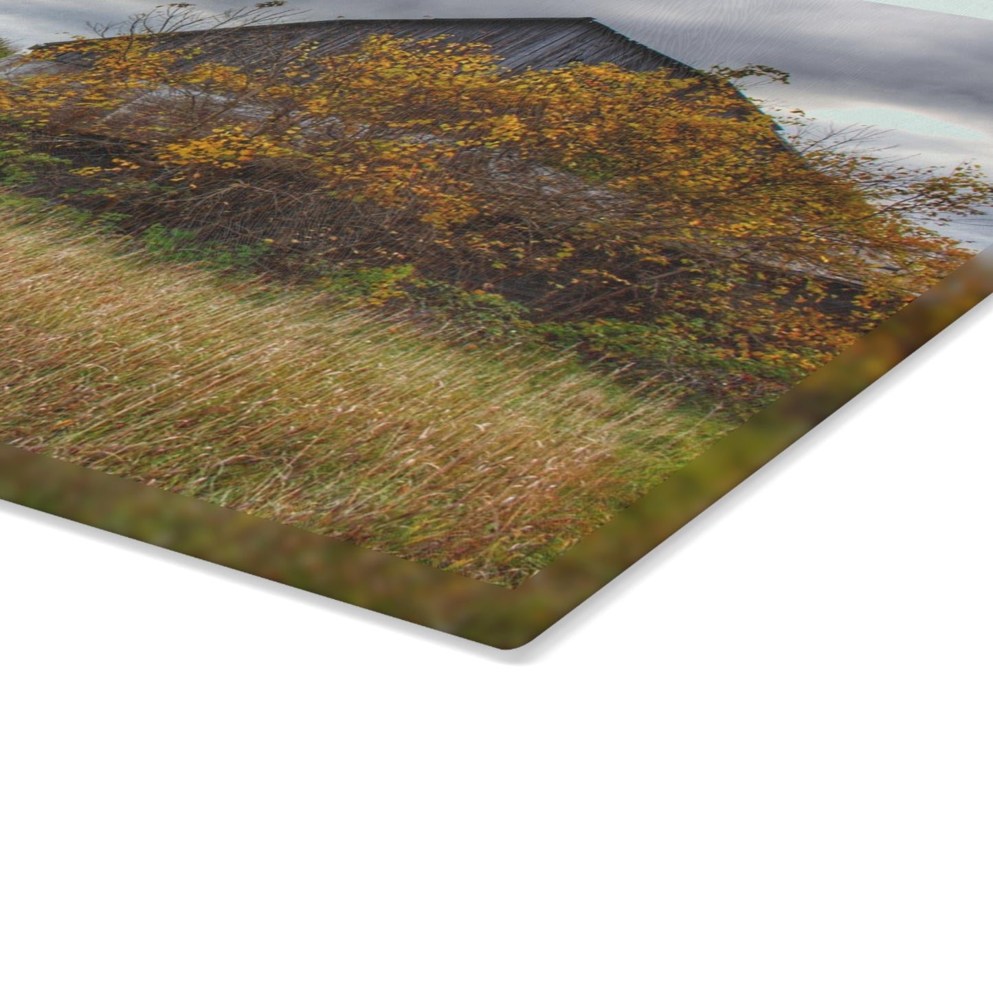 U R There Photography Church Road Grey III Rustic Farmhouse Tempered-Glass Cutting Board