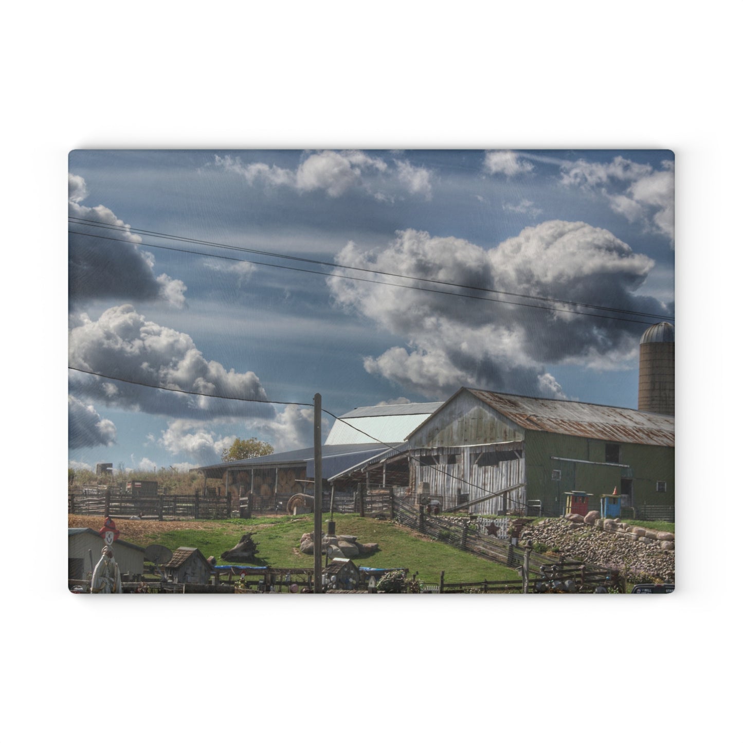 U R There Photography Sutton Road Hay Barn Rustic Farmhouse Tempered-Glass Cutting Board