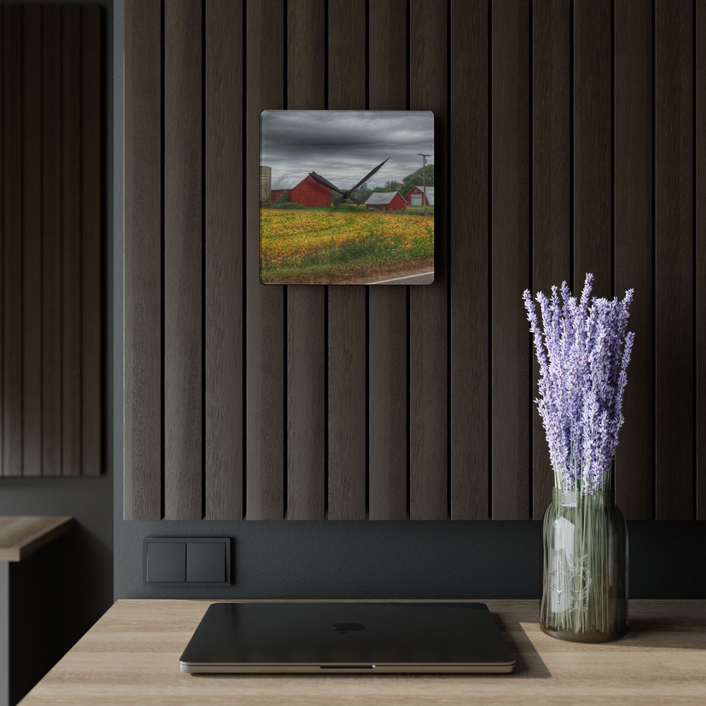 U R There Photography Kingston Road Trio III Rustic Farmhouse Acrylic Analog Wall Clock
