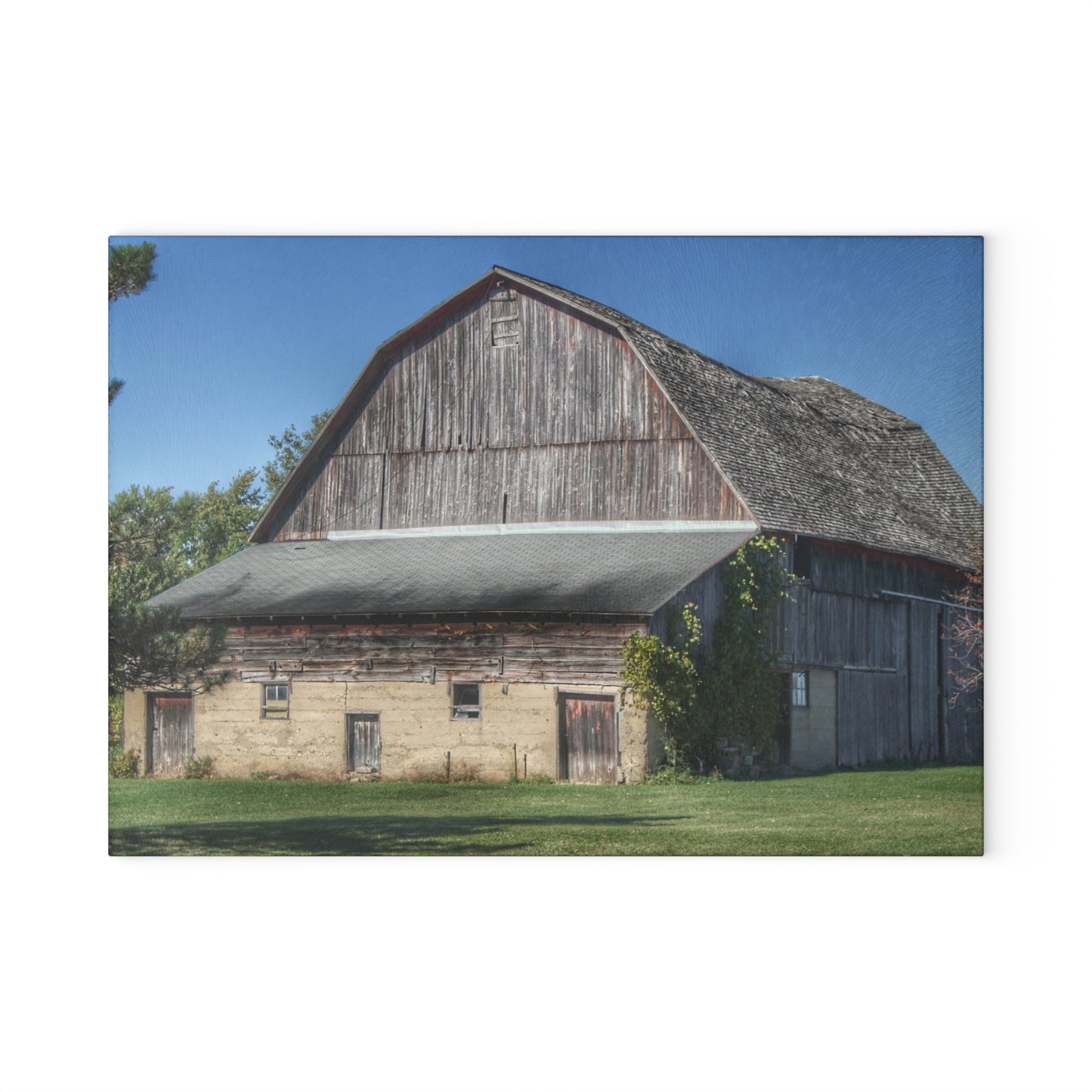 U R There Photography Snover Old Grey Rustic Farmhouse Tempered-Glass Cutting Board