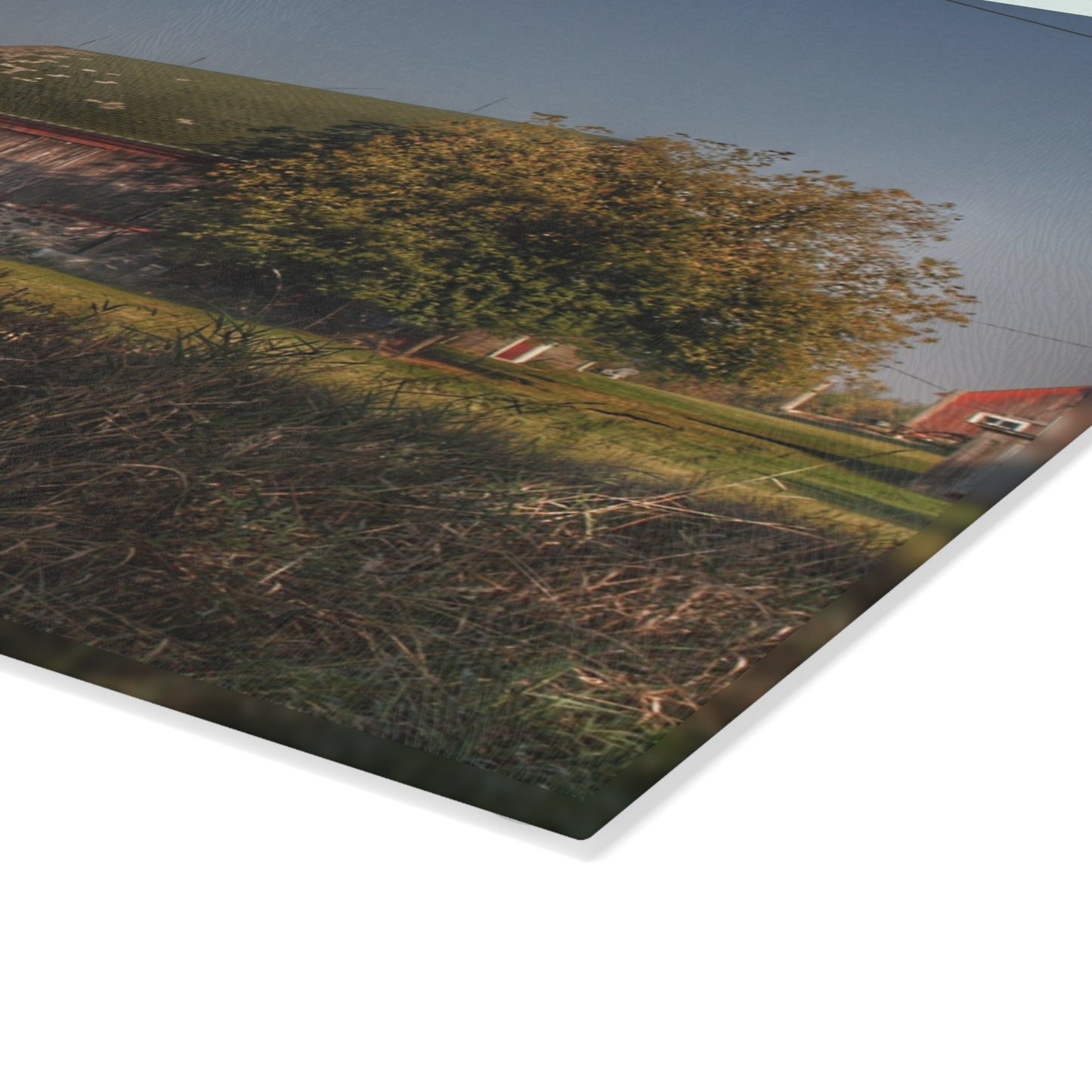 U R There Photography Summers Road Reds Rustic Farmhouse Tempered-Glass Cutting Board