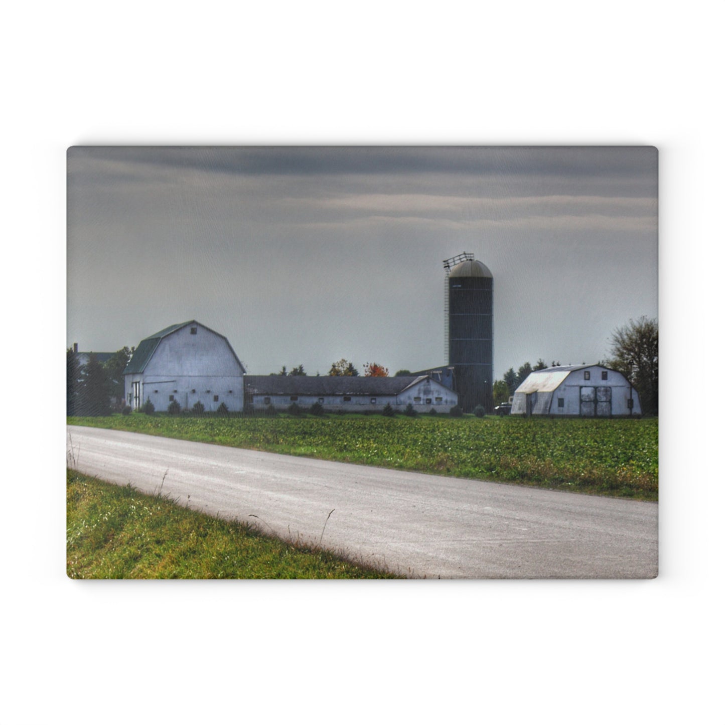 U R There Photography South Block Road Farm Rustic Farmhouse Tempered-Glass Cutting Board