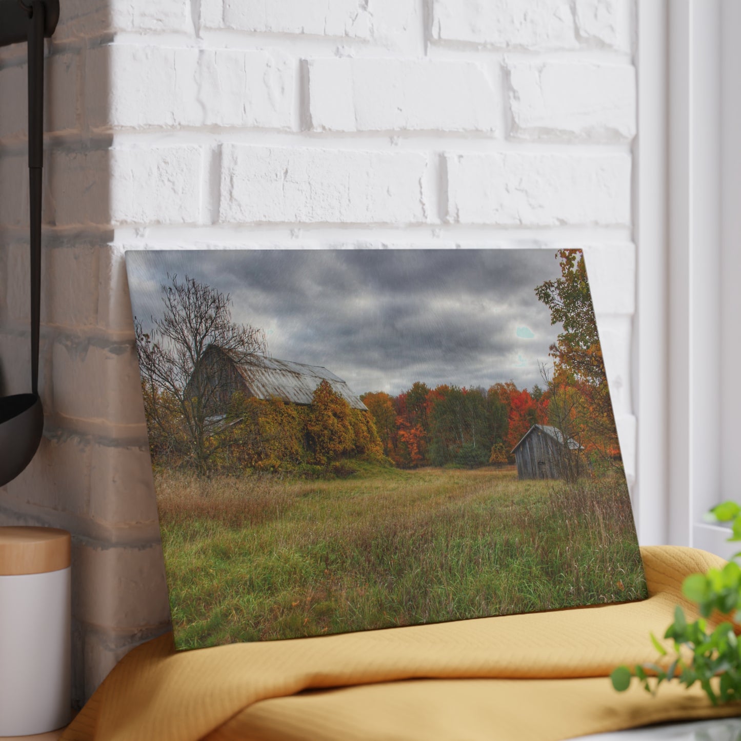 U R There Photography Church Road Grey and Little Grey Rustic Farmhouse Tempered-Glass Cutting Board