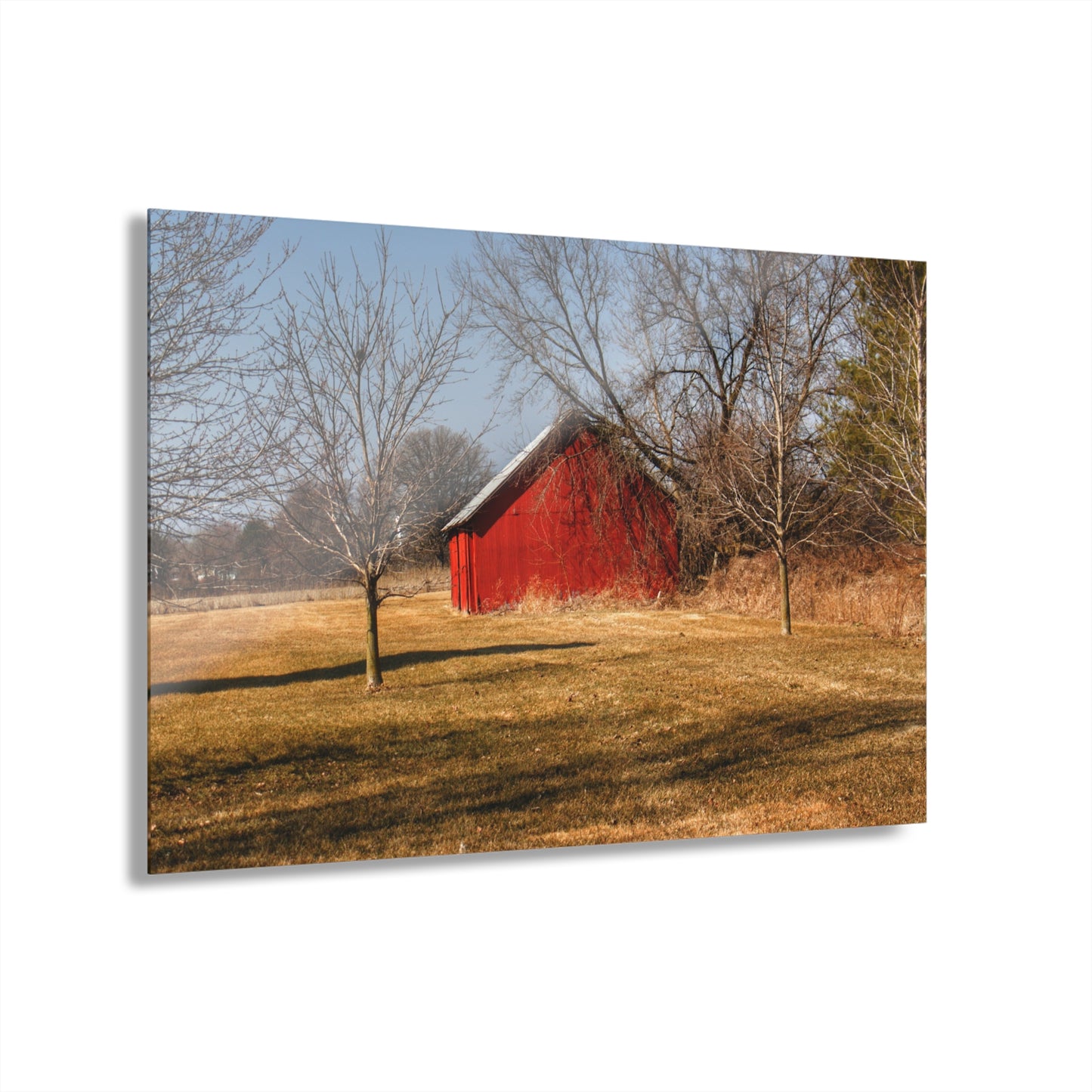 U R There Photography Romeo Plank Little Red Rustic Farmhouse Acrylic Analog Wall Clock
