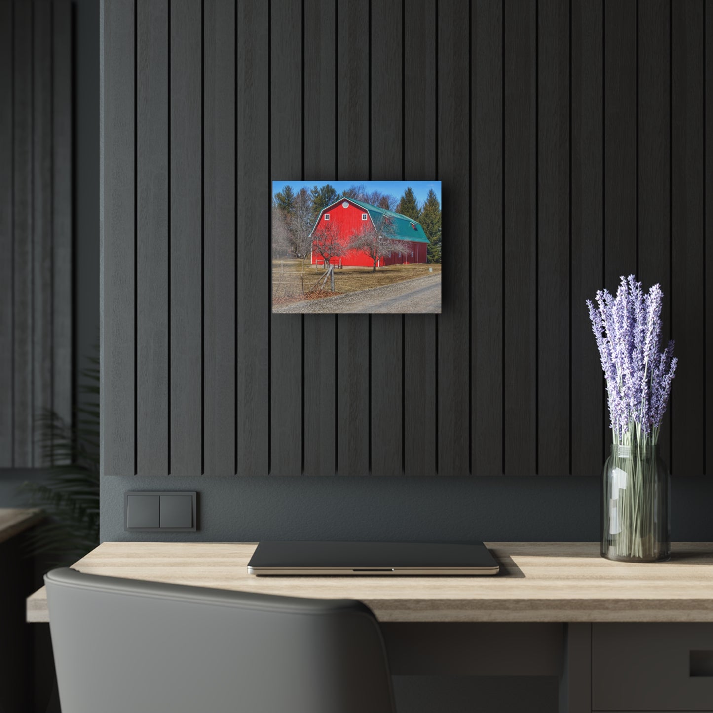 U R There Photography Campground Road Red Rustic Farmhouse Acrylic Wall Print