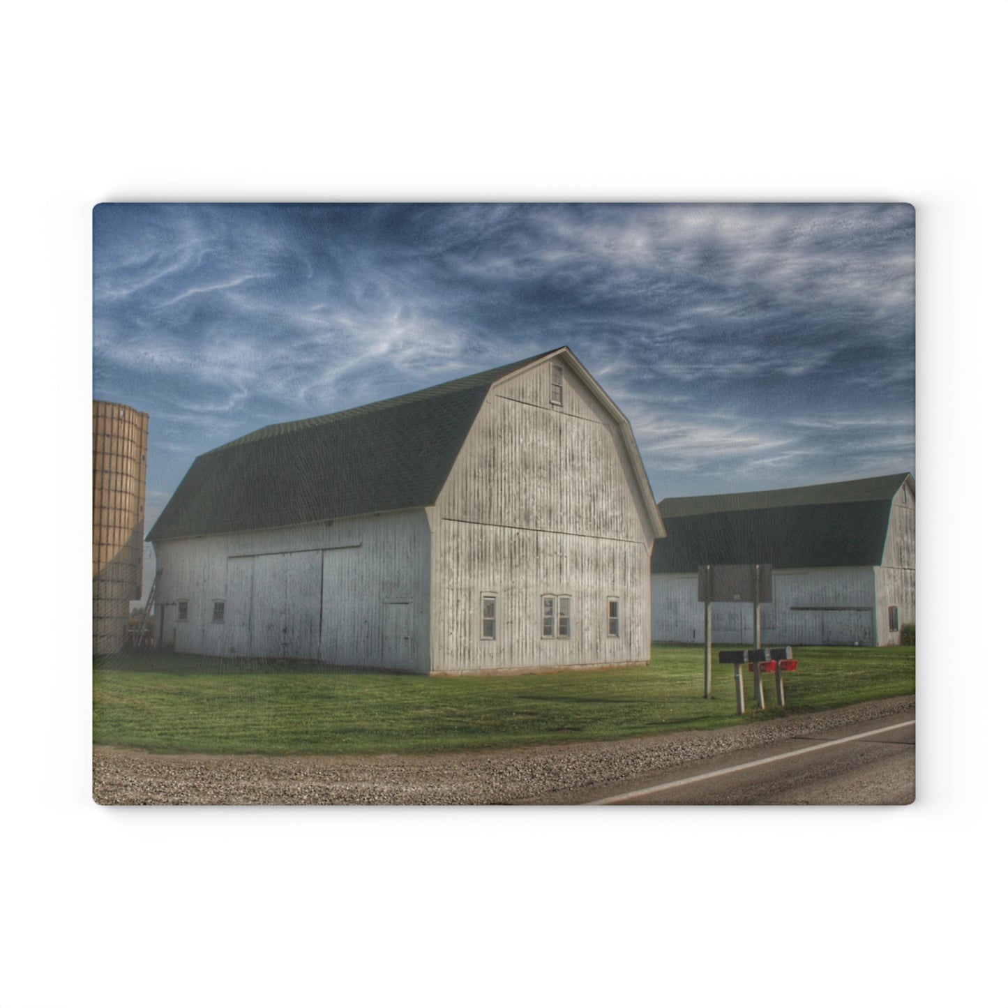 U R There Photography Richardson Road White Duo Rustic Farmhouse Tempered-Glass Cutting Board