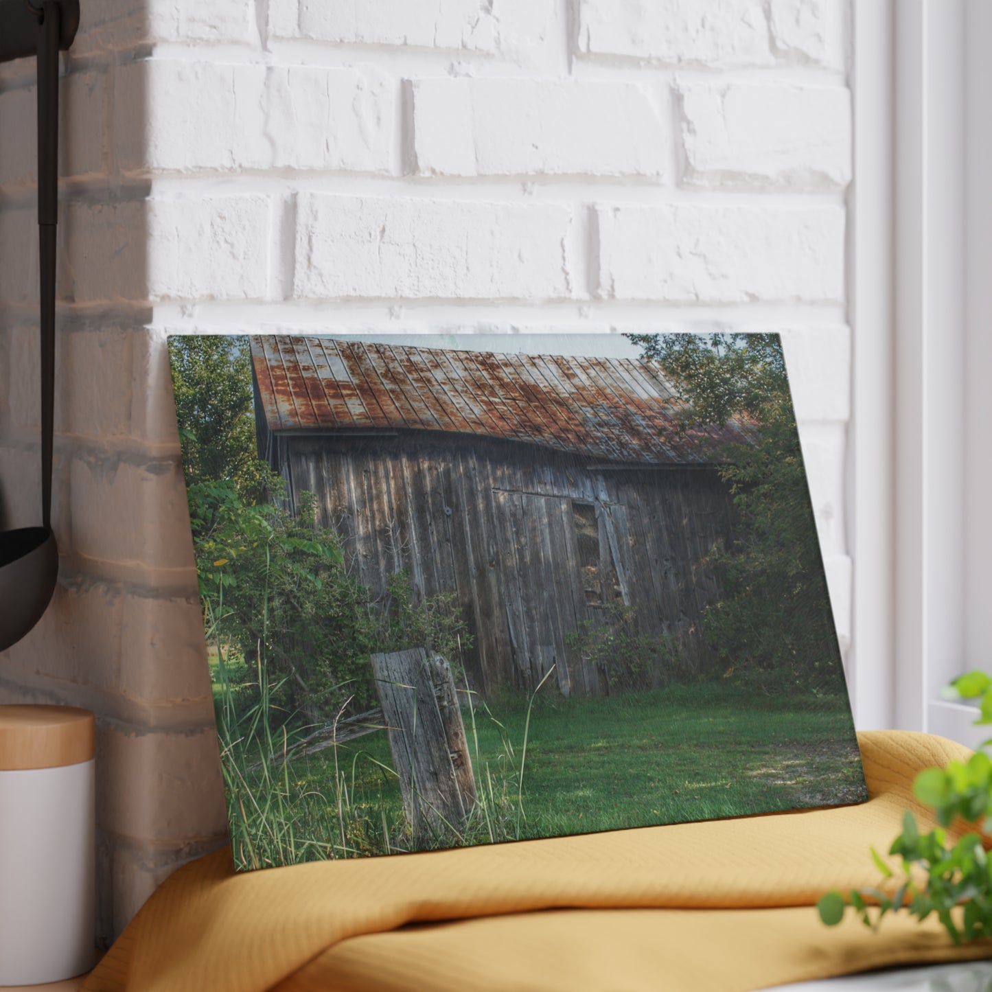 U R There Photography Rusted Grey Rustic Farmhouse Tempered-Glass Cutting Board