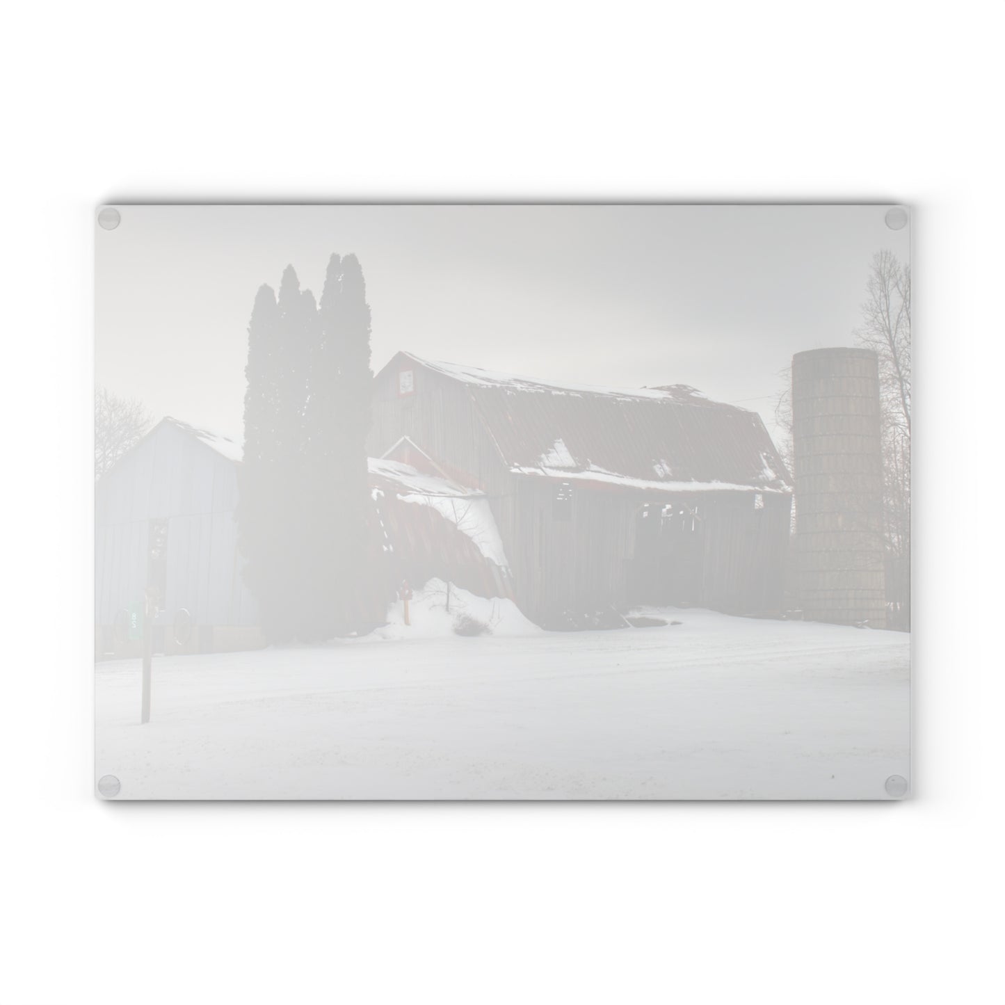 U R There Photography Unionville Grey Rustic Farmhouse Tempered-Glass Cutting Board