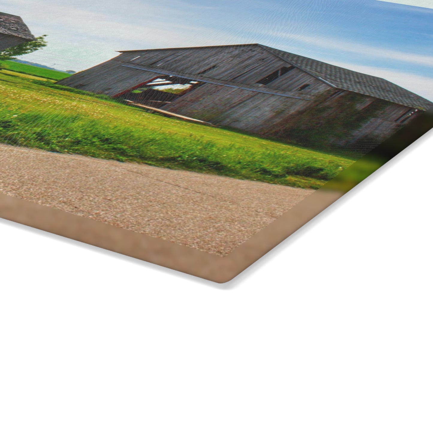 U R There Photography Caro Road Twin Greys I Rustic Farmhouse Tempered-Glass Cutting Board