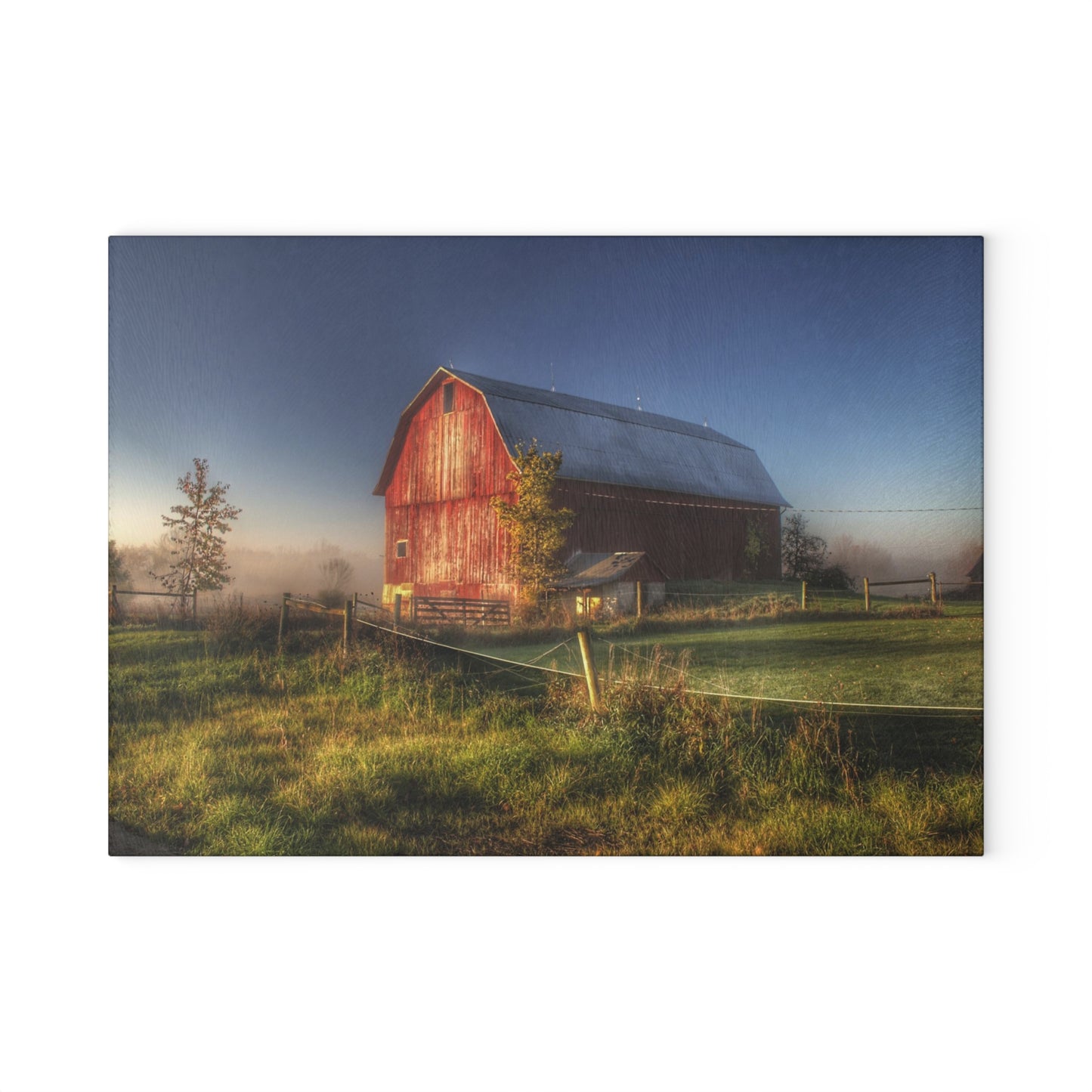 U R There Photography Columbiaville Red I Rustic Farmhouse Tempered-Glass Cutting Board