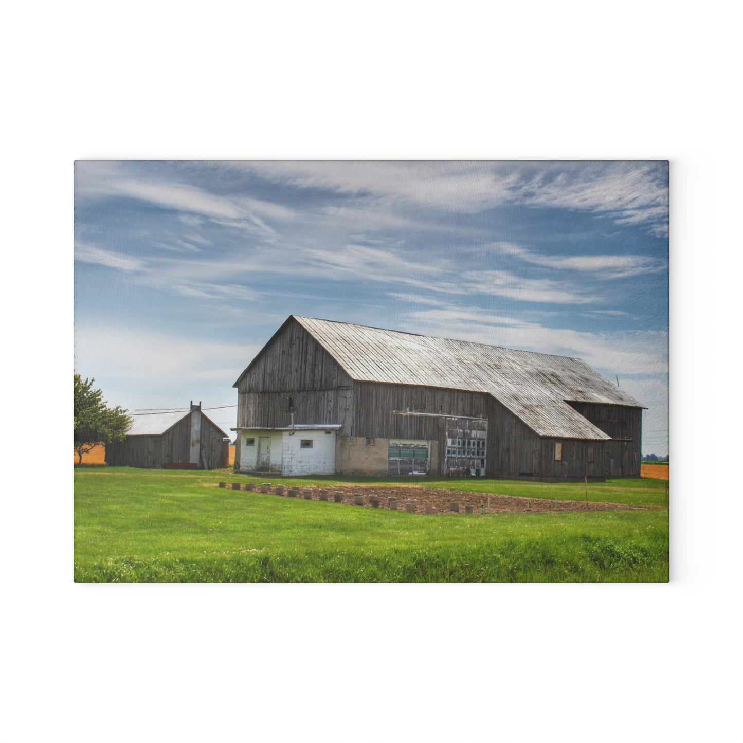U R There Photography Bay Port Road Greys Rustic Farmhouse Tempered-Glass Cutting Board