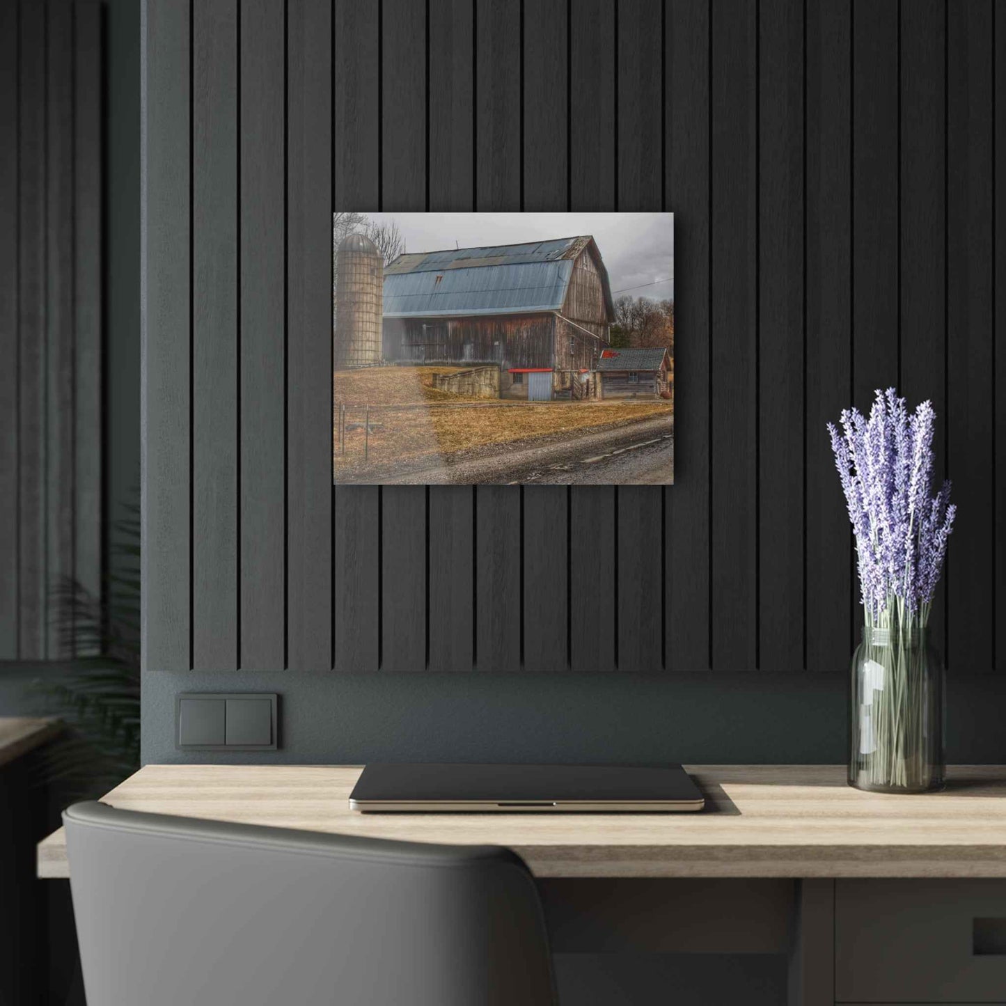 U R There Photography Seymour Lakes Roadside Grey Rustic Farmhouse Acrylic Wall Print