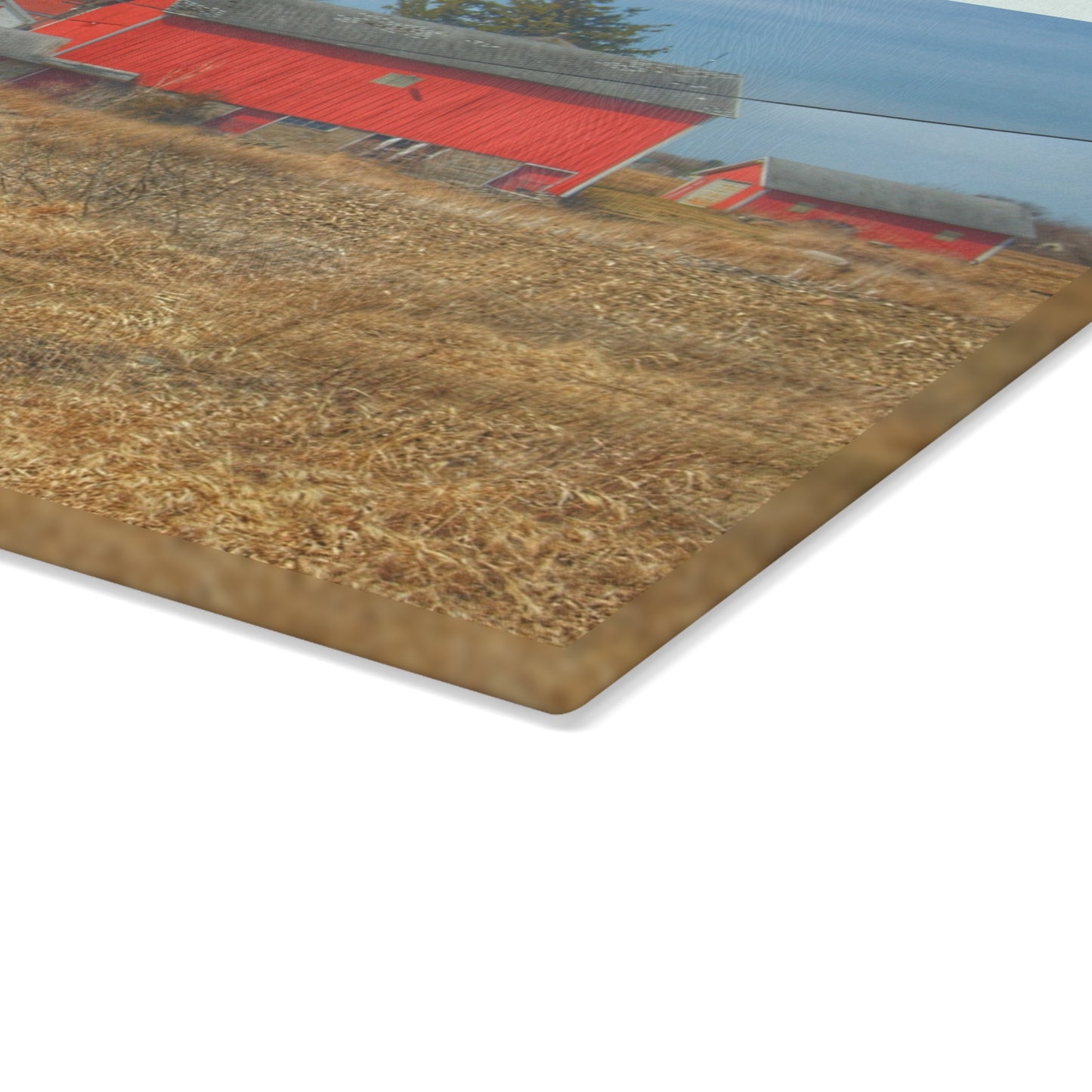 U R There Photography West Brown Road Red Rustic Farmhouse Tempered-Glass Cutting Board