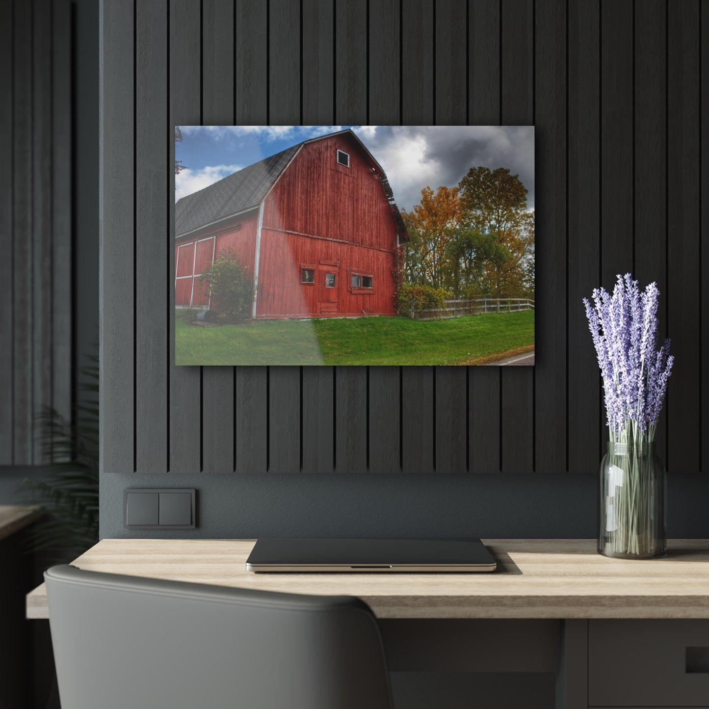 U R There Photography Hegal Road Old Red II Rustic Farmhouse Acrylic Wall Print