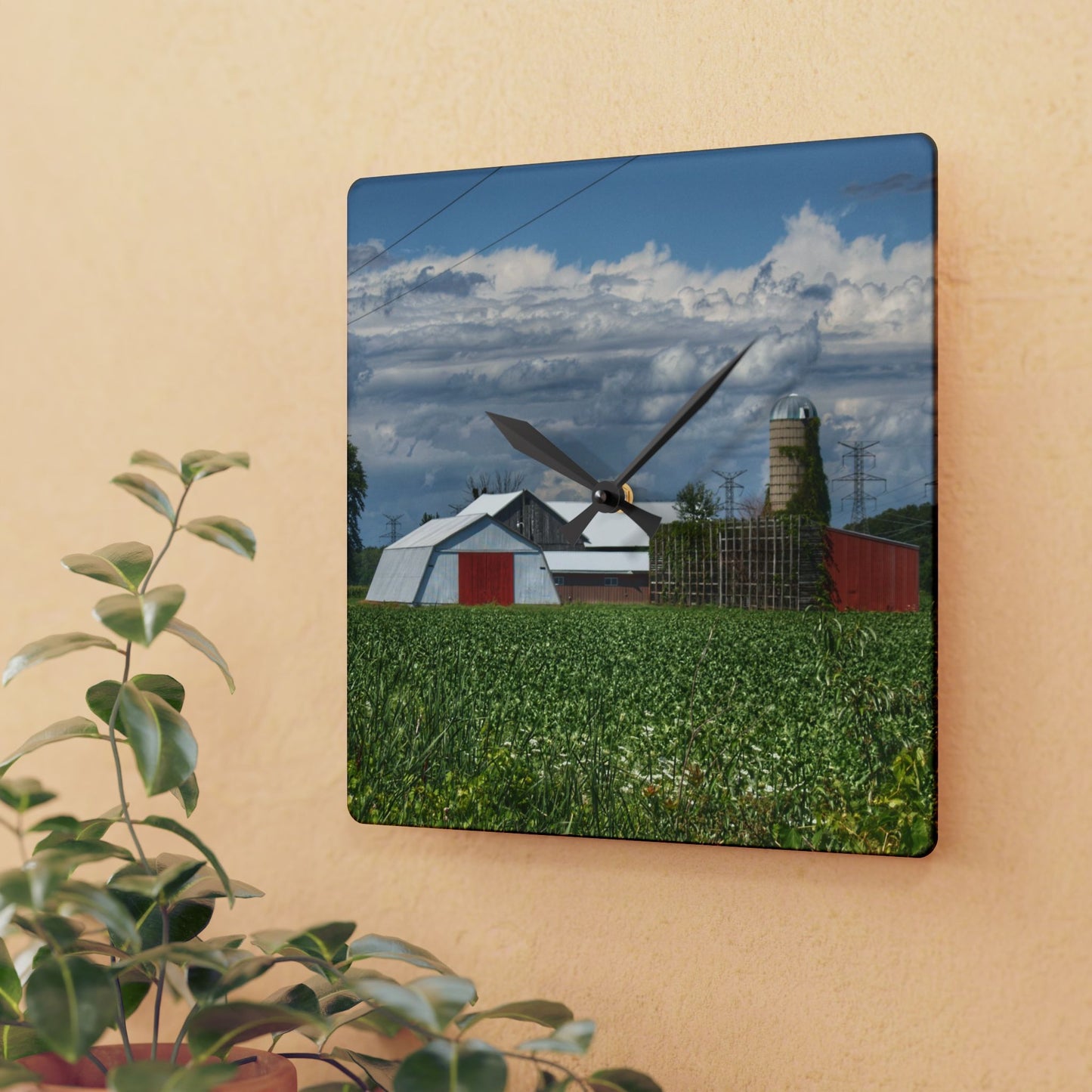 U R There Photography Montrose Farm I Rustic Farmhouse Acrylic Analog Wall Clock