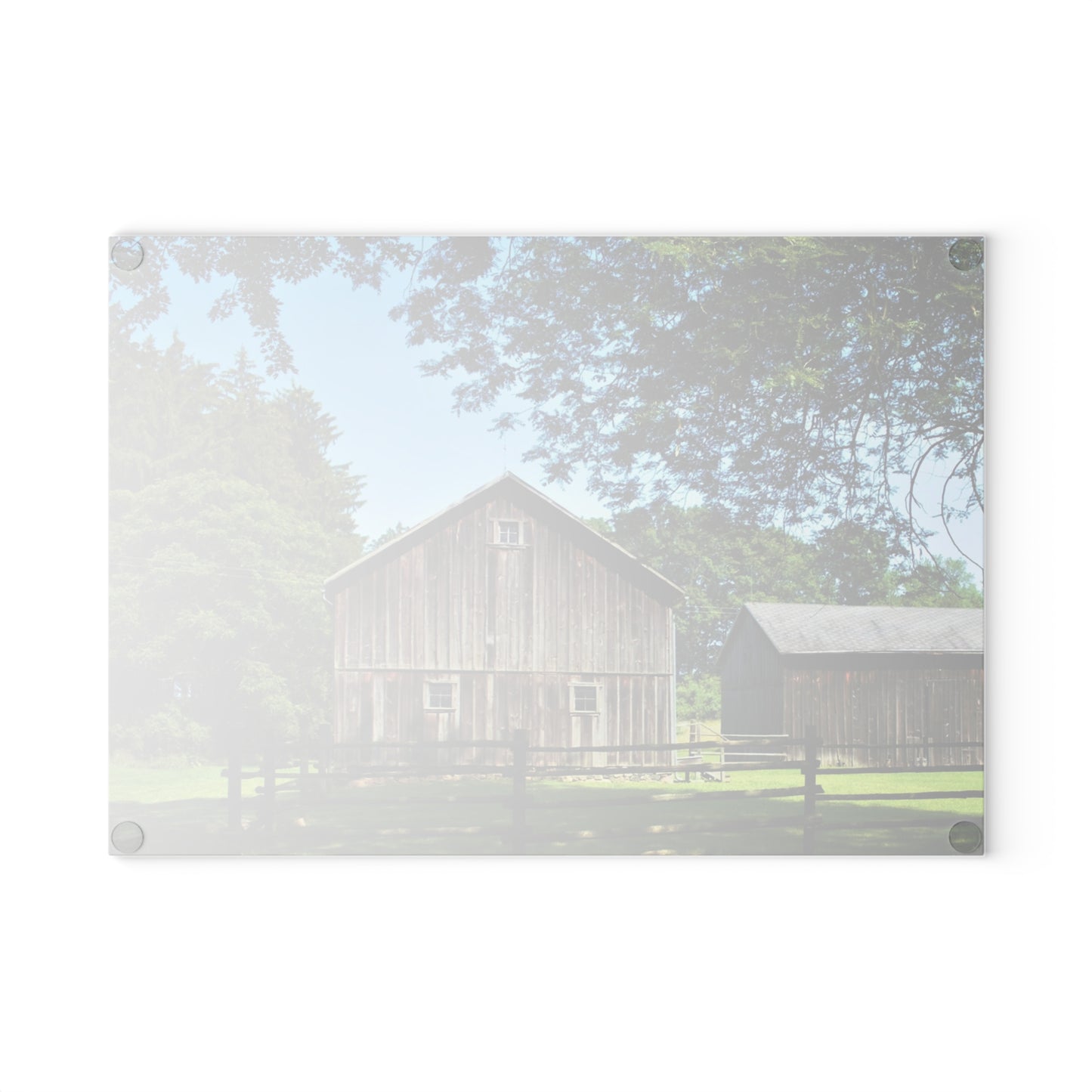 U R There Photography Otisville Grey Rustic Farmhouse Tempered-Glass Cutting Board