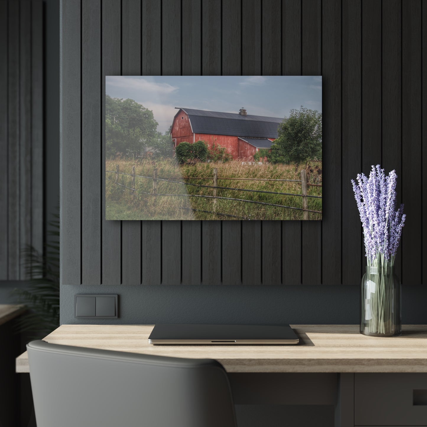 U R There Photography Snook Road Red Rustic Farmhouse Acrylic Wall Print