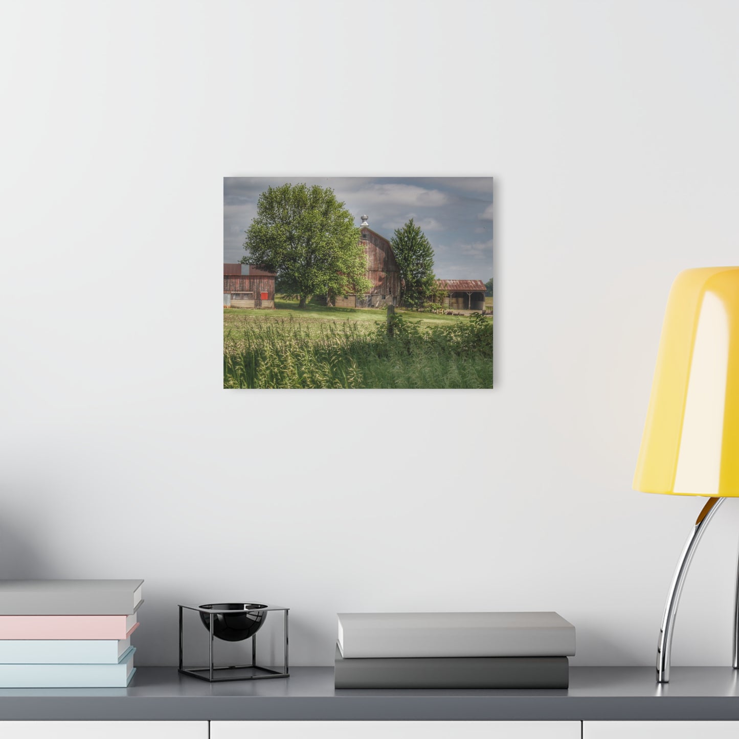 U R There Photography Ross Road Red Rustic Farmhouse Acrylic Wall Print 14 "x 11"