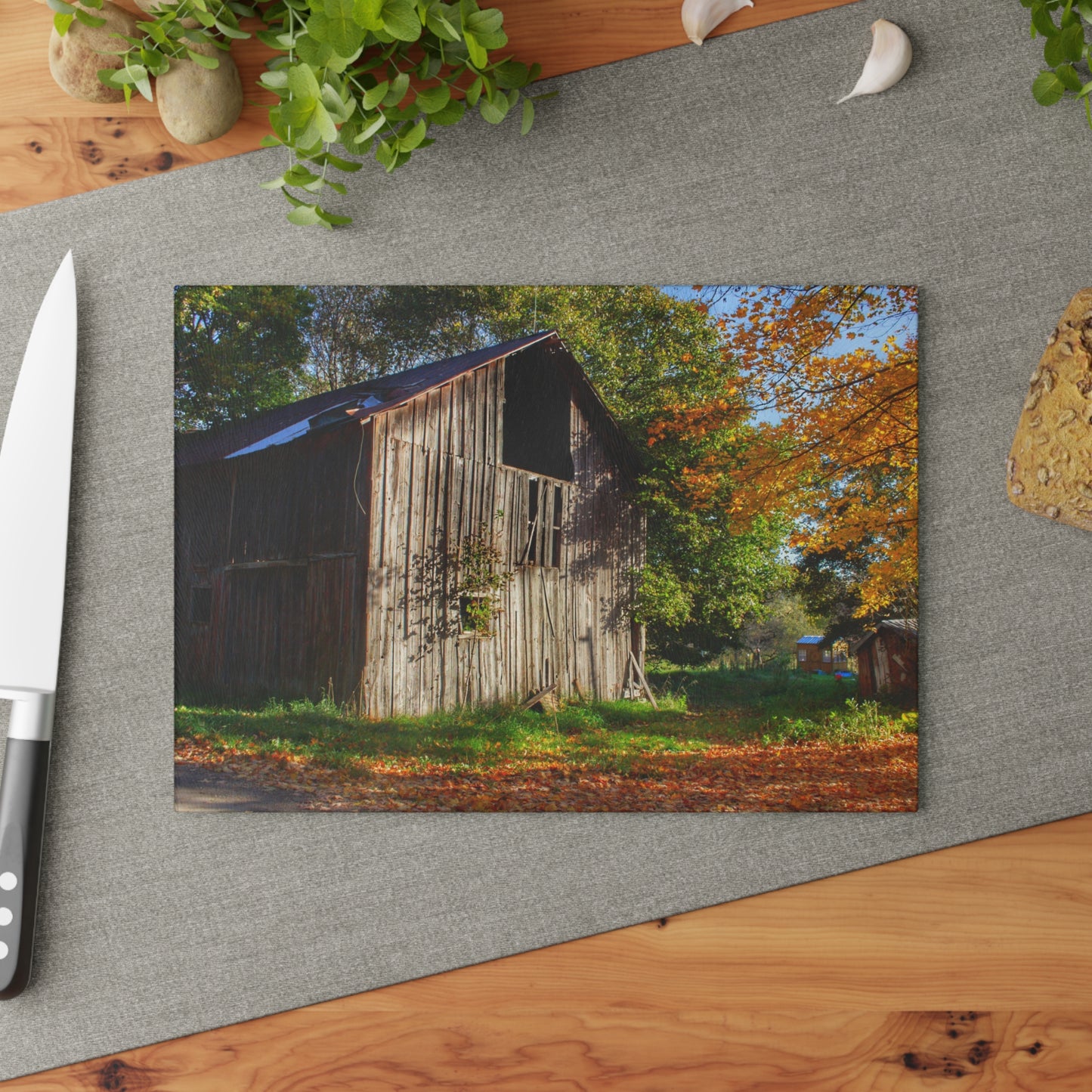 U R There Photography Shoemaker Road Hidden Grey Rustic Farmhouse Tempered-Glass Cutting Board