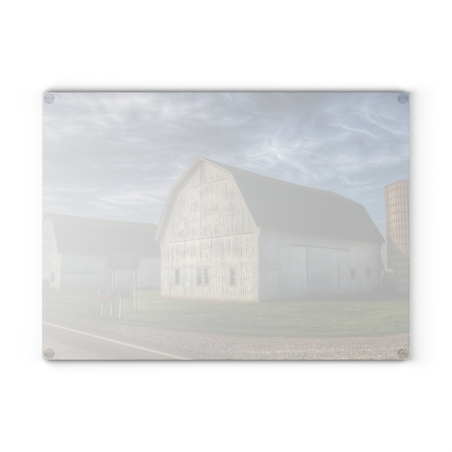 U R There Photography Richardson Road White Duo Rustic Farmhouse Tempered-Glass Cutting Board