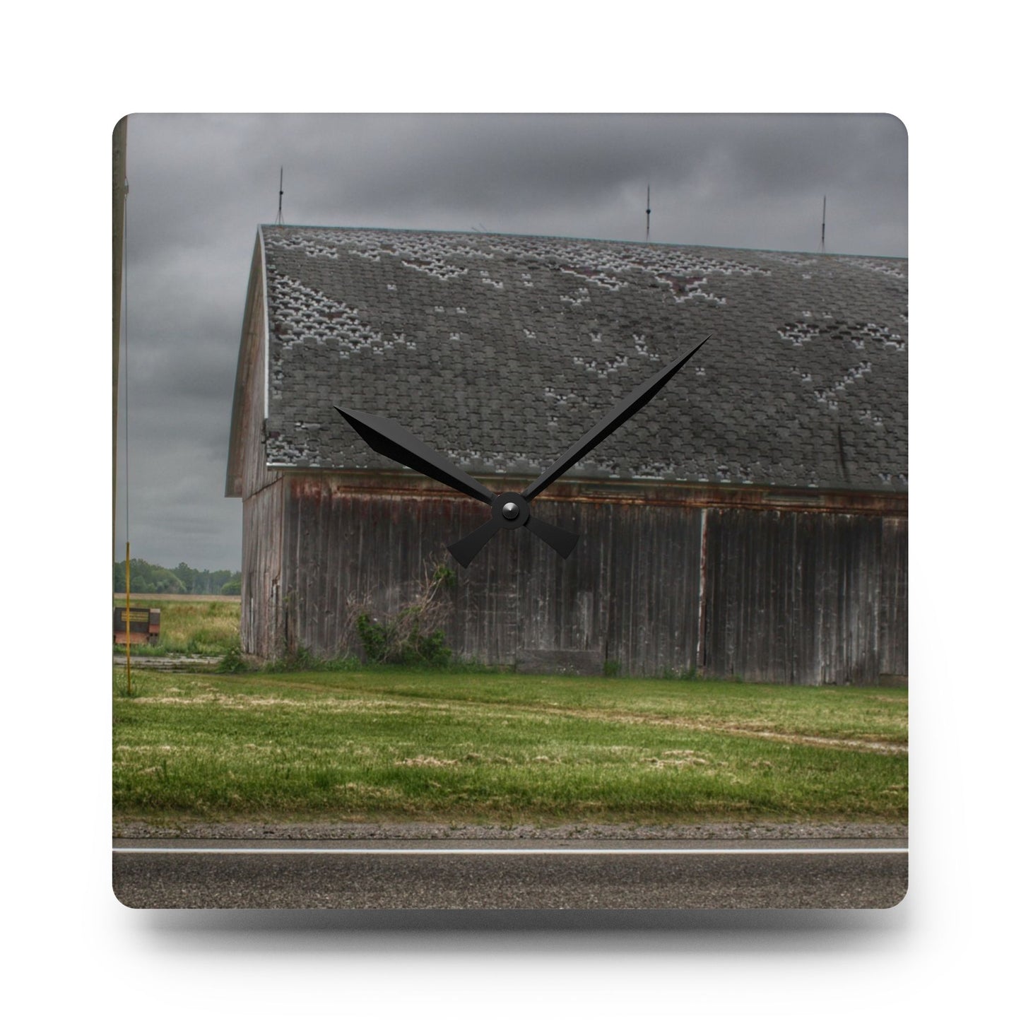 U R There Photography M-24 Elder Grey Rustic Farmhouse Acrylic Analog Wall Clock
