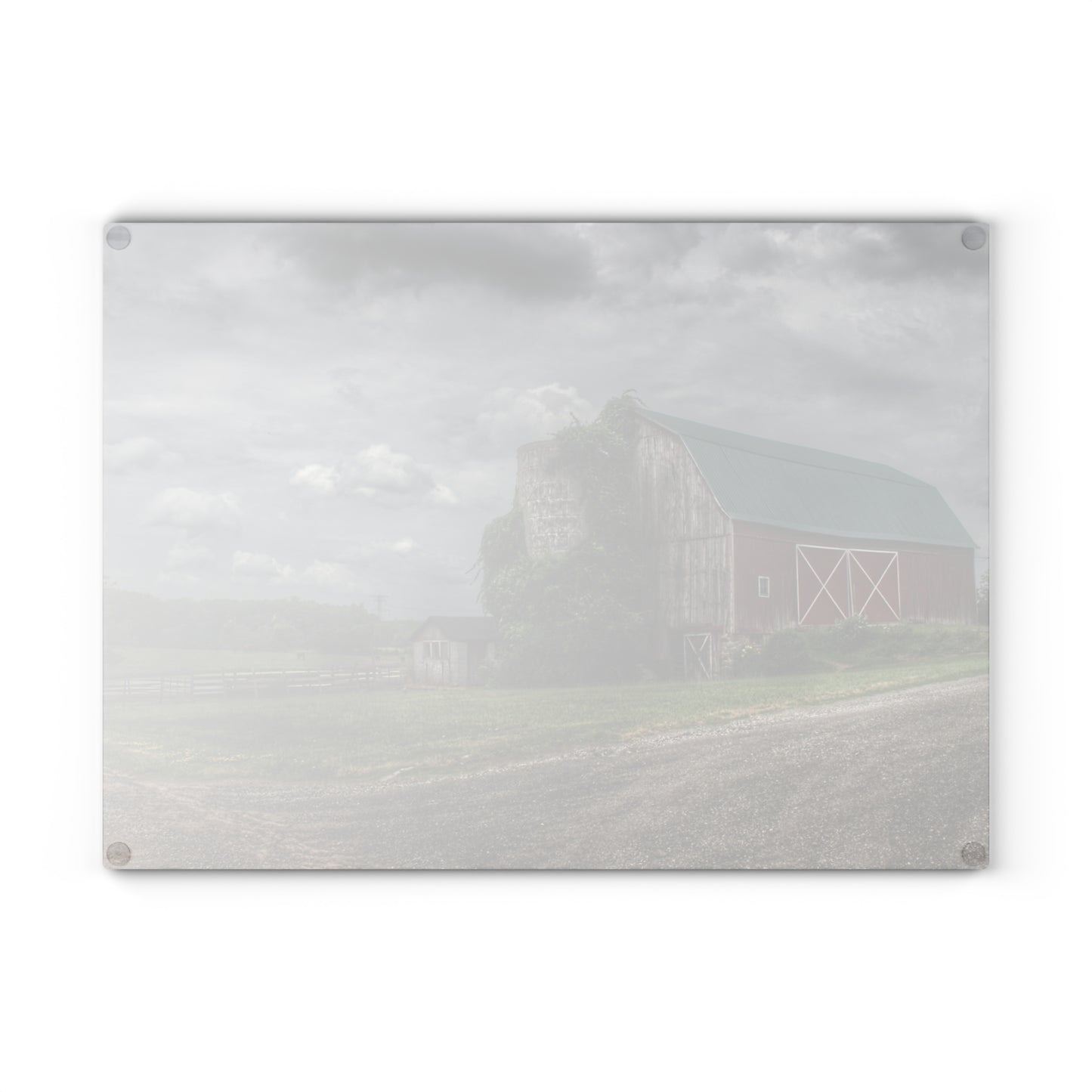 U R There Photography West Hunters Creek Road Red II Rustic Farmhouse Tempered-Glass Cutting Board