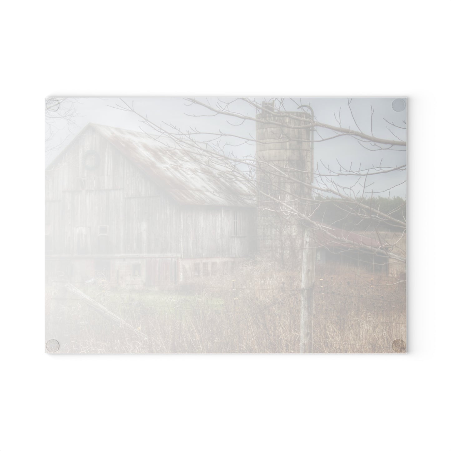 U R There Photography Churchill Christmas Barn I Rustic Farmhouse Tempered-Glass Cutting Board