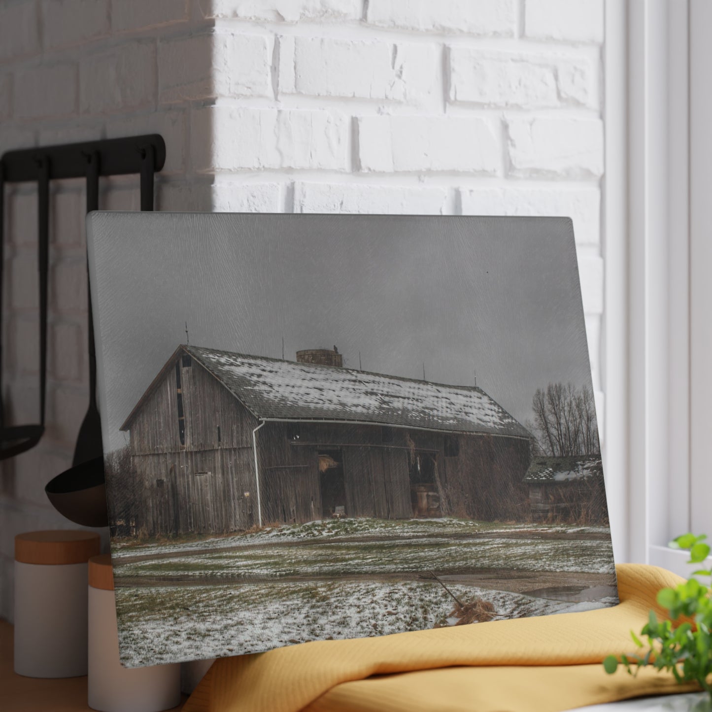 U R There Photography Wilder Road Grey in Spring Rustic Farmhouse Tempered-Glass Cutting Board