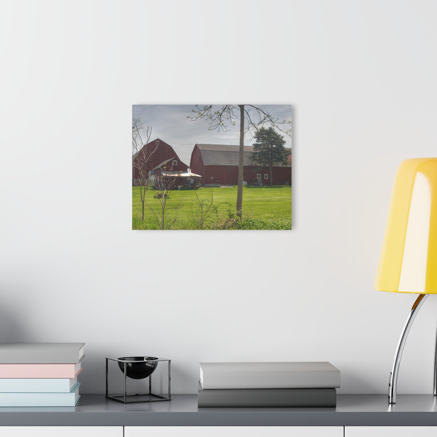 U R There Photography Bishop Road Reds I Rustic Farmhouse Acrylic Wall Print