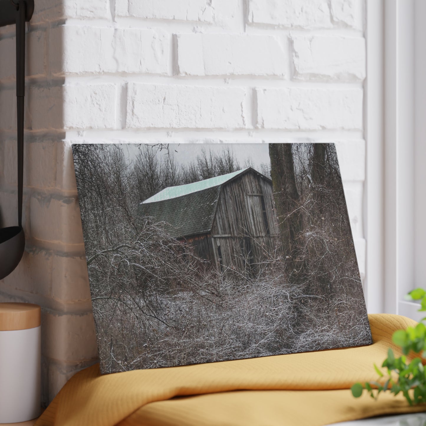 U R There Photography Saginaw Road Grey Rustic Farmhouse Tempered-Glass Cutting Board
