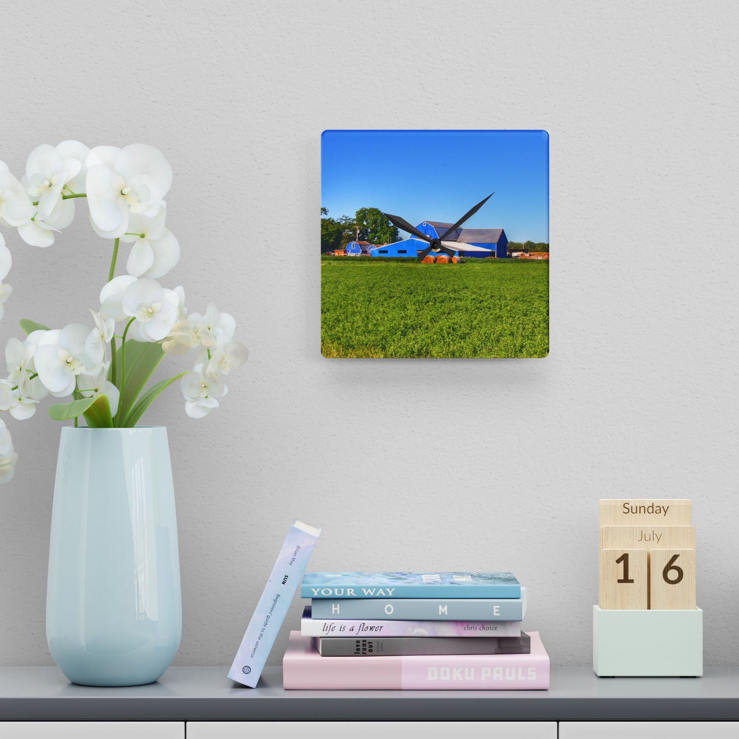 U R There Photography Kidder Road Blues II Rustic Farmhouse Acrylic Analog Wall Clock