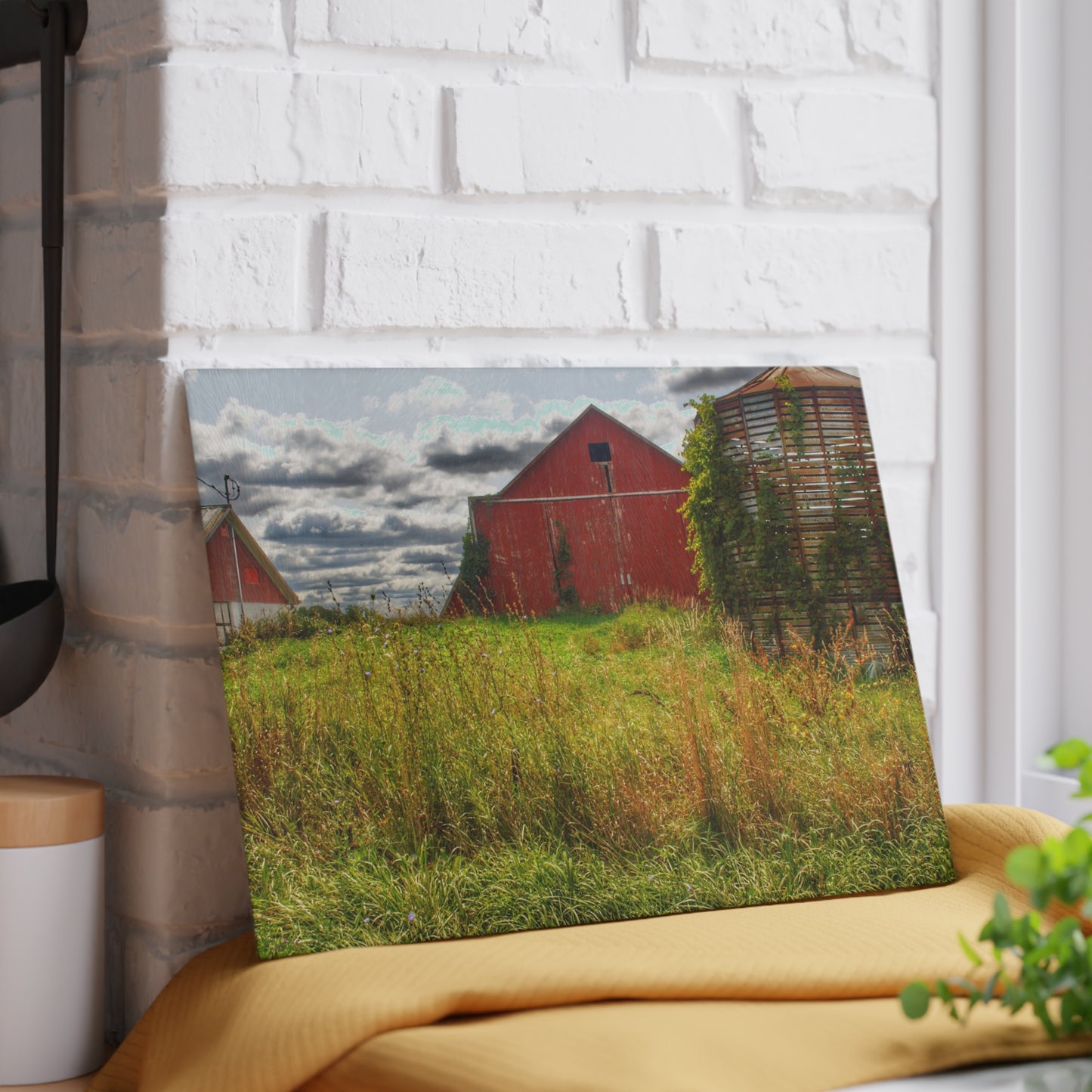 U R There Photography Roadside Relics Rustic Farmhouse Tempered-Glass Cutting Board