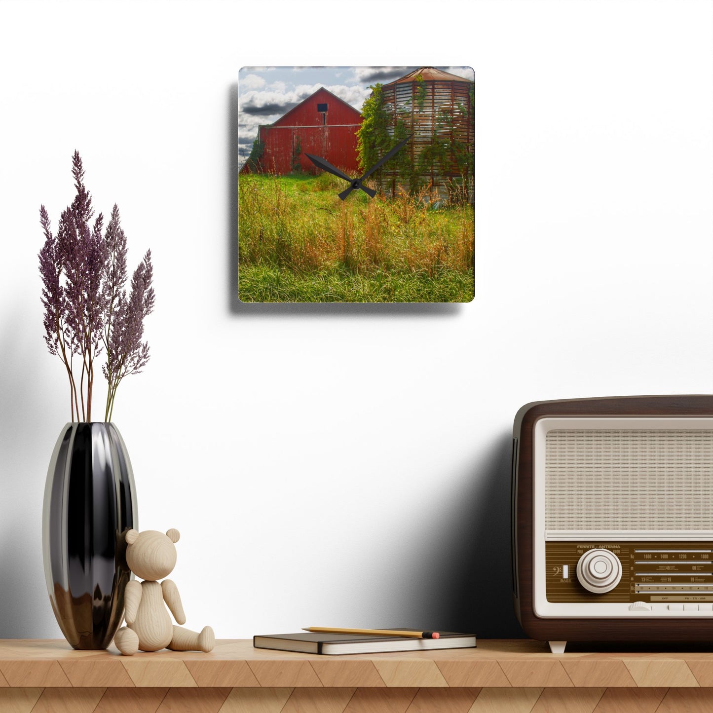 U R There Photography Roadside Relics Rustic Farmhouse Acrylic Analog Wall Clock
