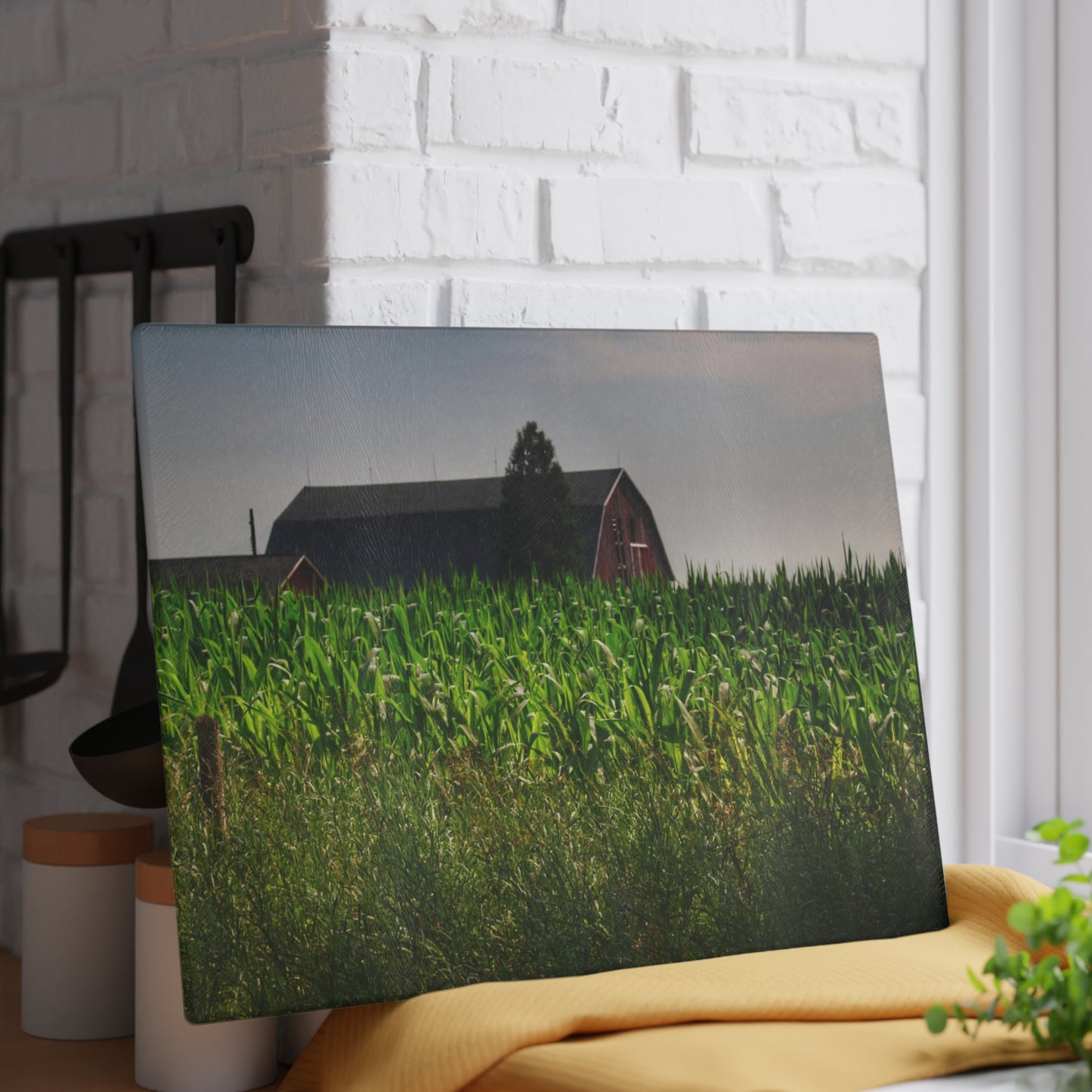 U R There Photography Beyond the Corn in Metamora Rustic Farmhouse Tempered-Glass Cutting Board