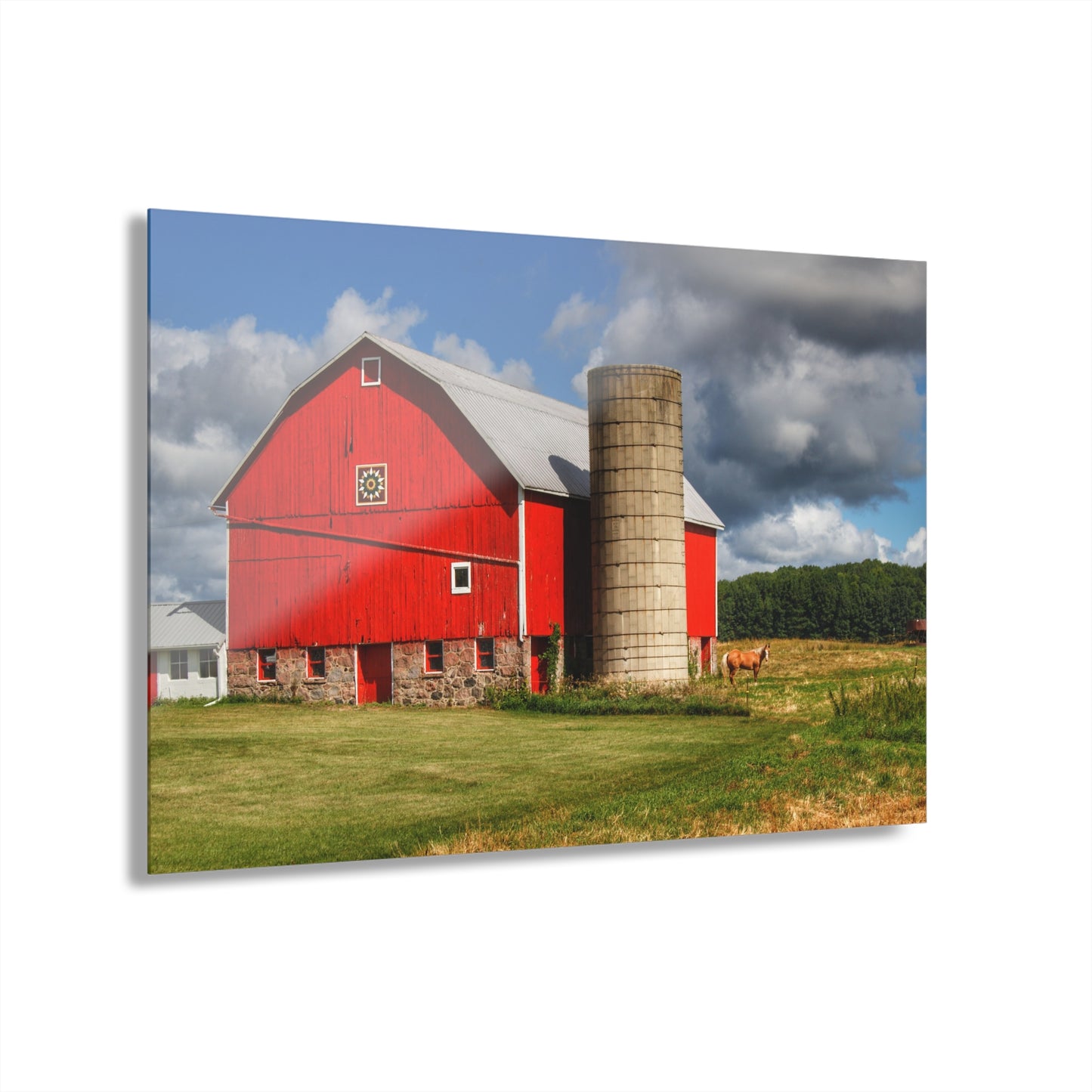U R There Photography West Brown Road Red and Silo Rustic Farmhouse Acrylic Wall Print