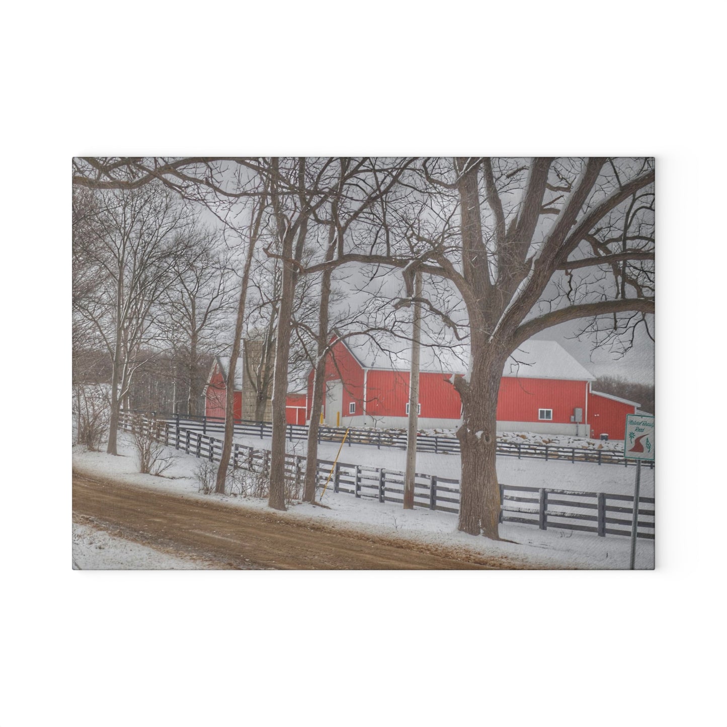 U R There Photography Barns of Barber Road I Rustic Farmhouse Tempered-Glass Cutting Board