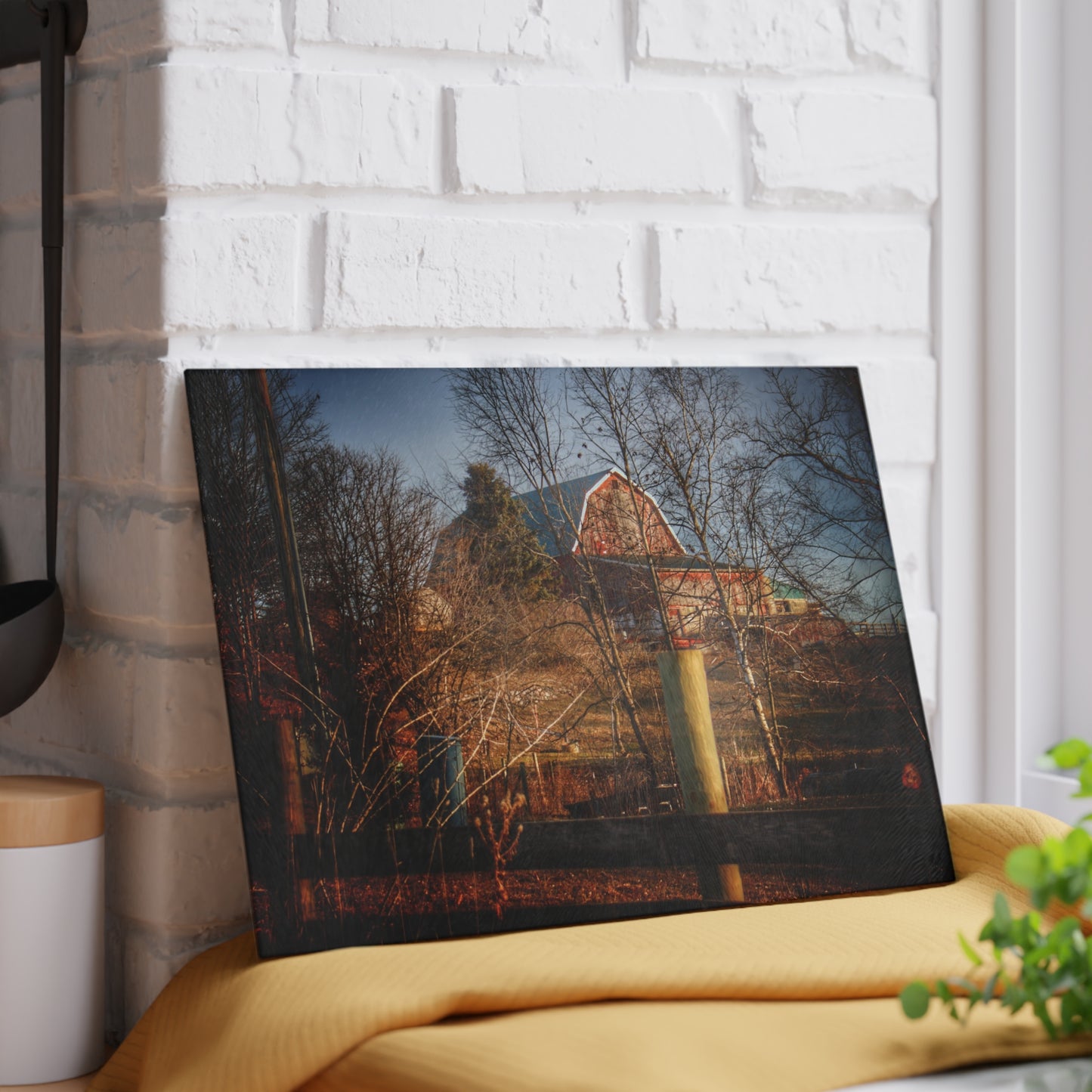 U R There Photography Marathon Road Hillside Red II Rustic Farmhouse Tempered-Glass Cutting Board