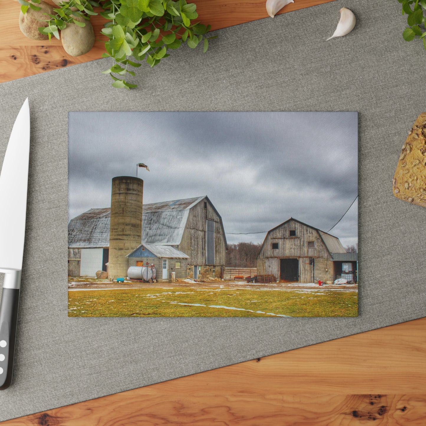 U R There Photography Chapman Road Greys Rustic Farmhouse Tempered-Glass Cutting Board