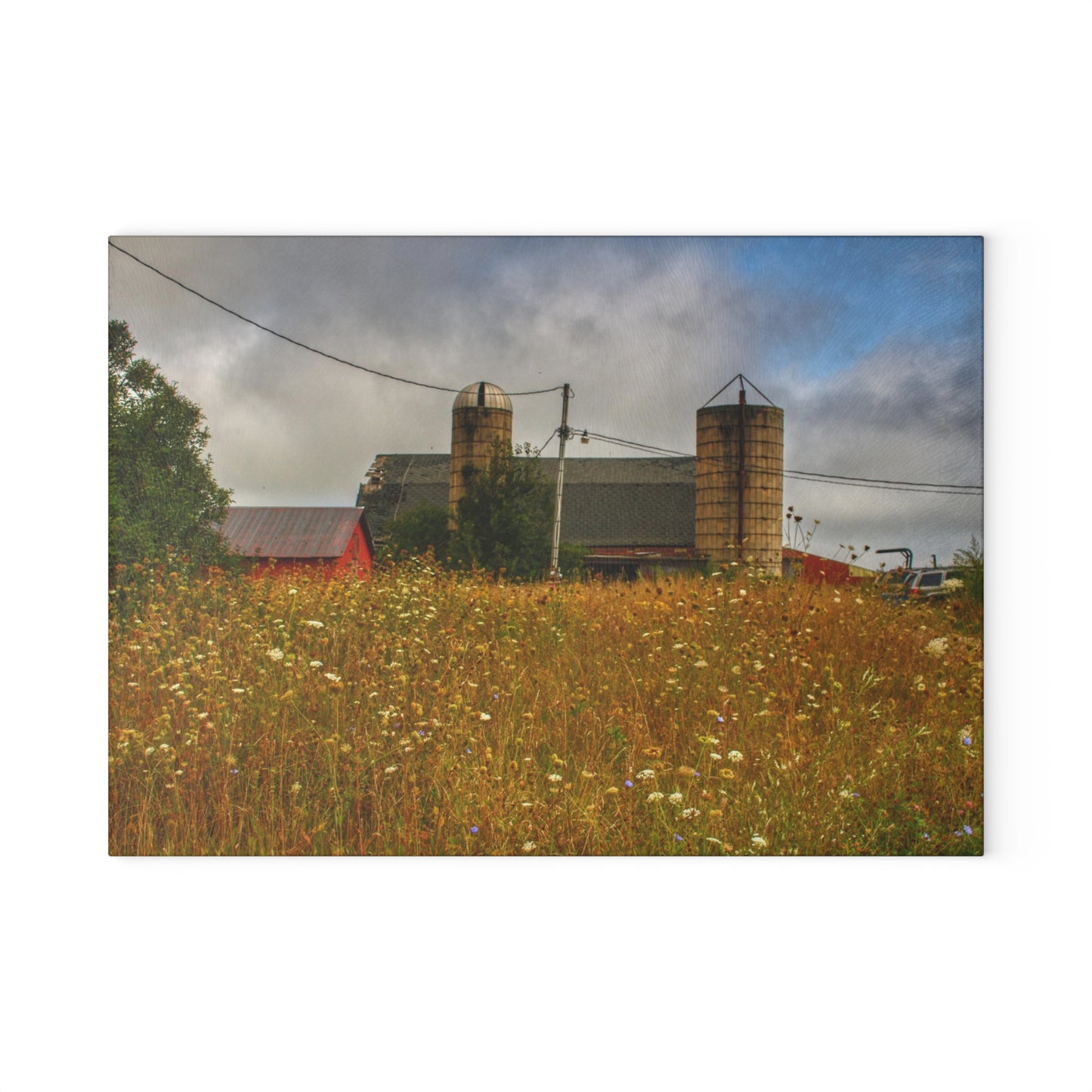 U R There Photography Brown Road Hidden Reds Rustic Farmhouse Tempered-Glass Cutting Board
