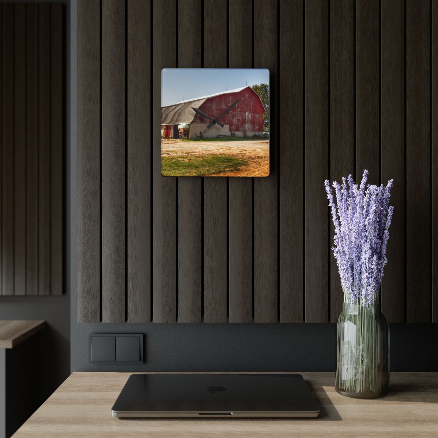 U R There Photography Quonset Barn Rustic Farmhouse Acrylic Analog Wall Clock