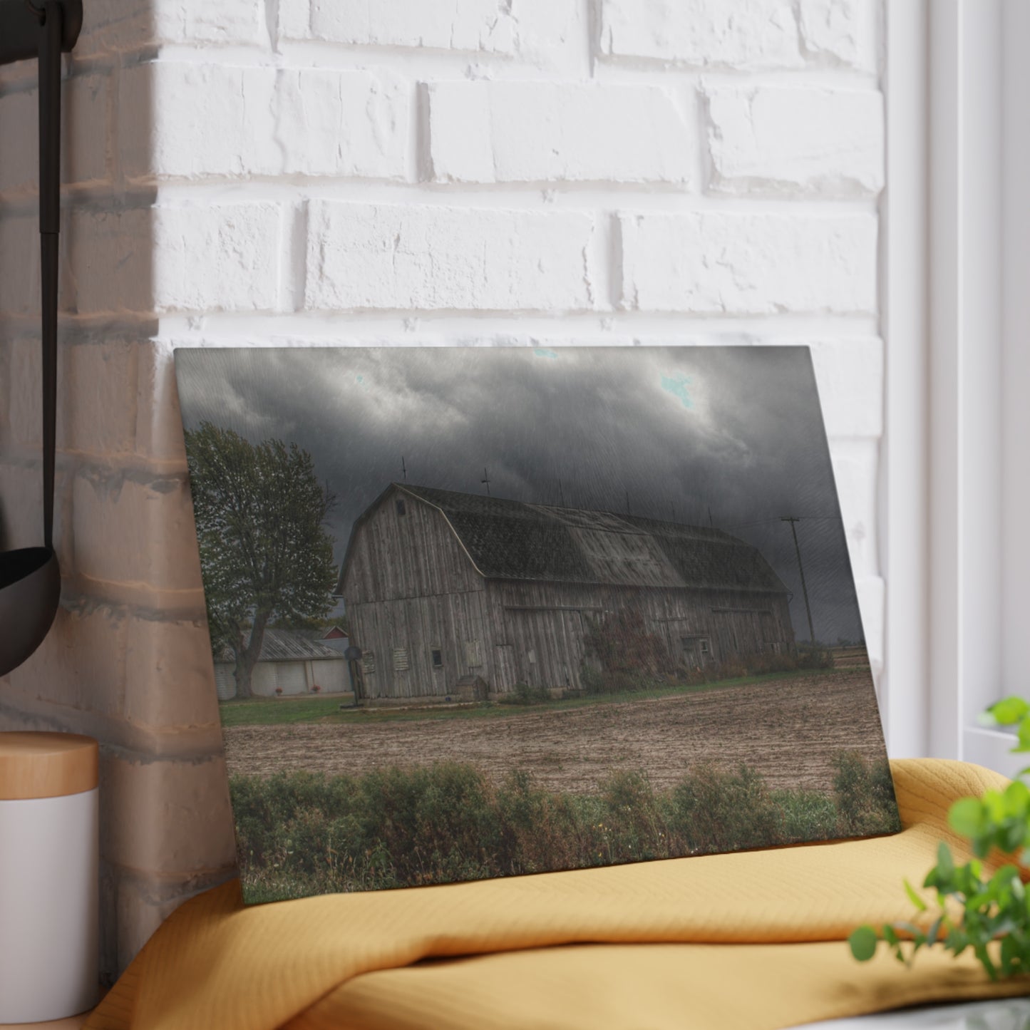 U R There Photography Waterman Road Grey II Rustic Farmhouse Tempered-Glass Cutting Board 8 "x 11"