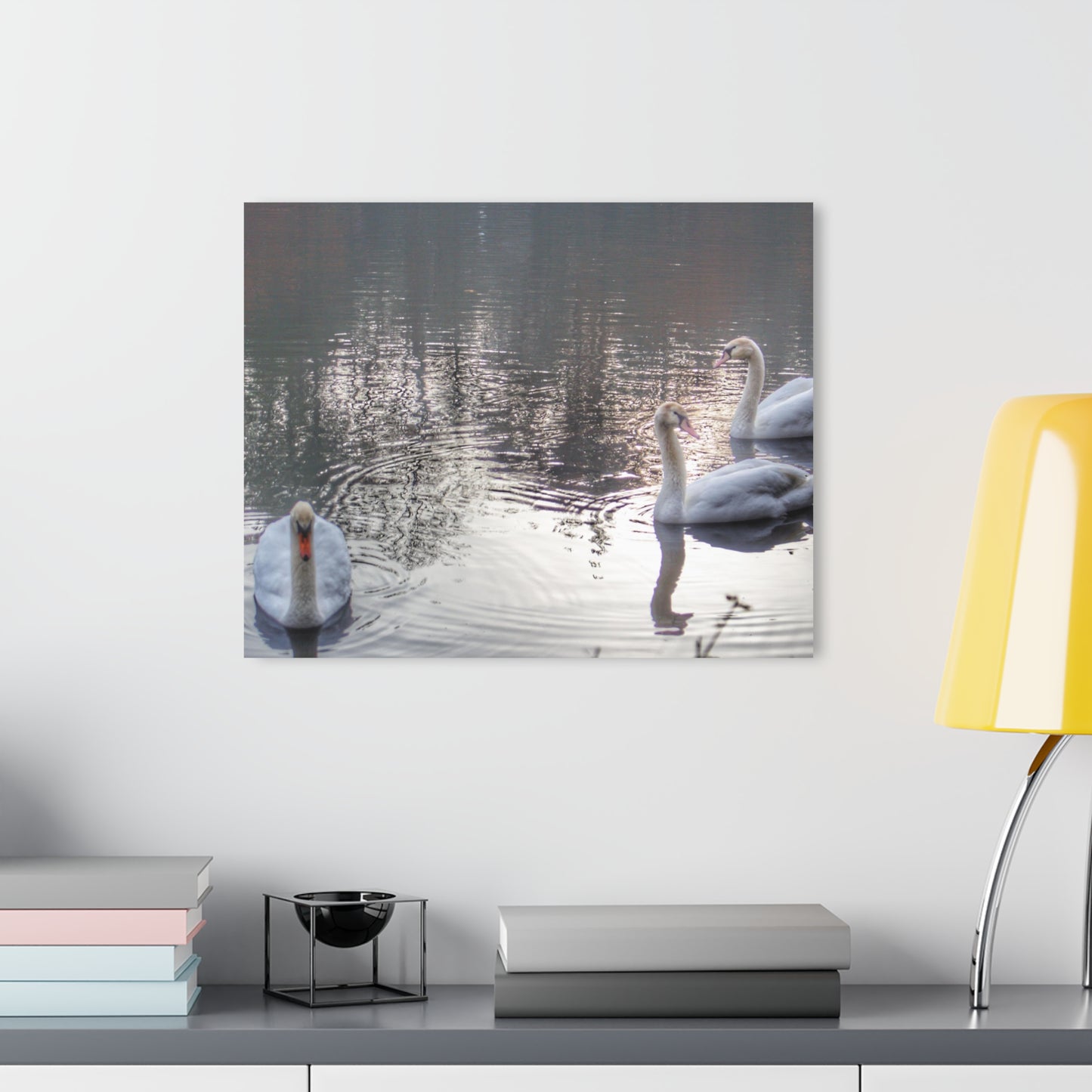 U R There Photography Swans of Duck Lake II Rustic Farmhouse Acrylic Wall Print